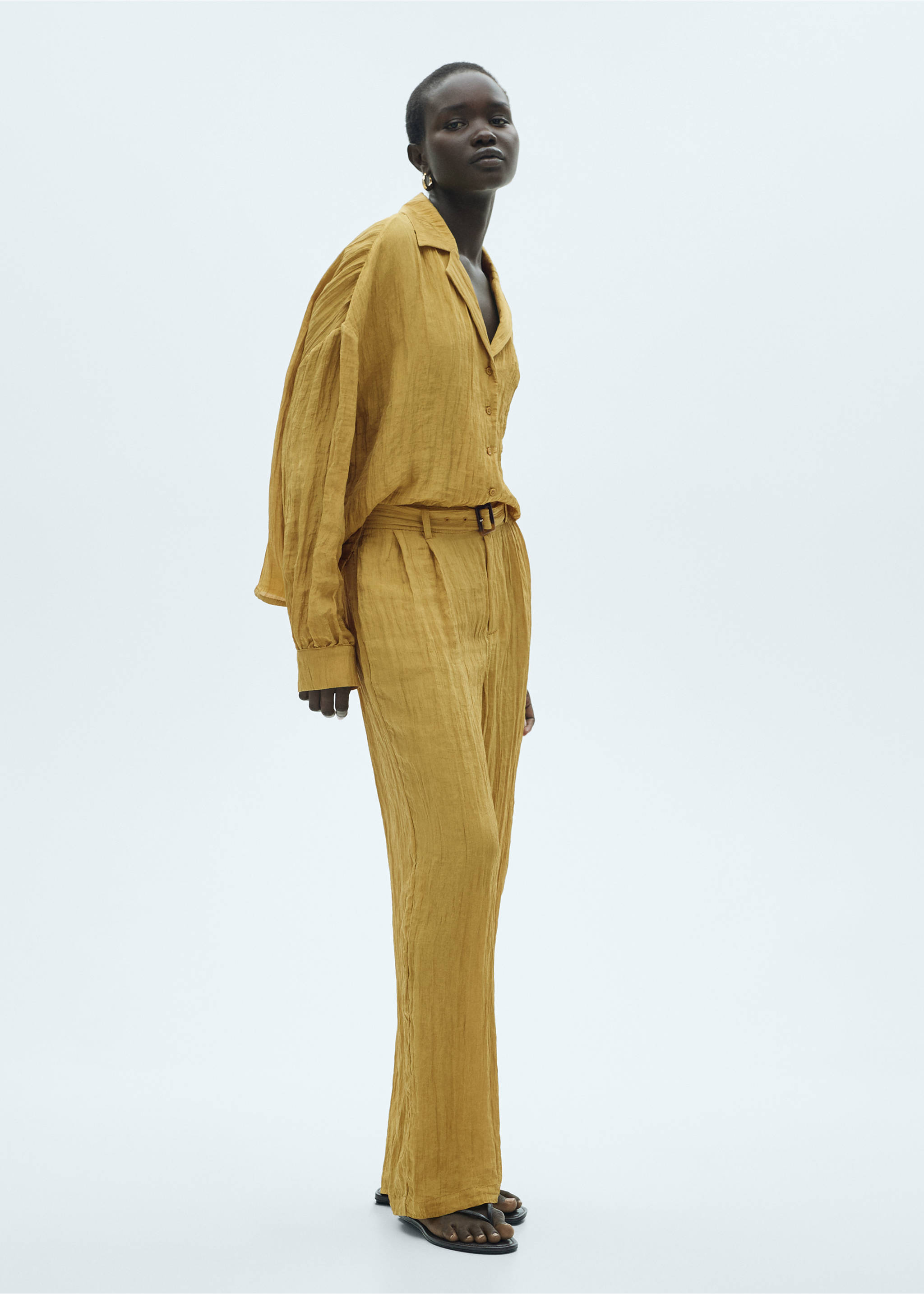Pocket textured shirt - General plane, Mustard. Ref: 77077646-00.