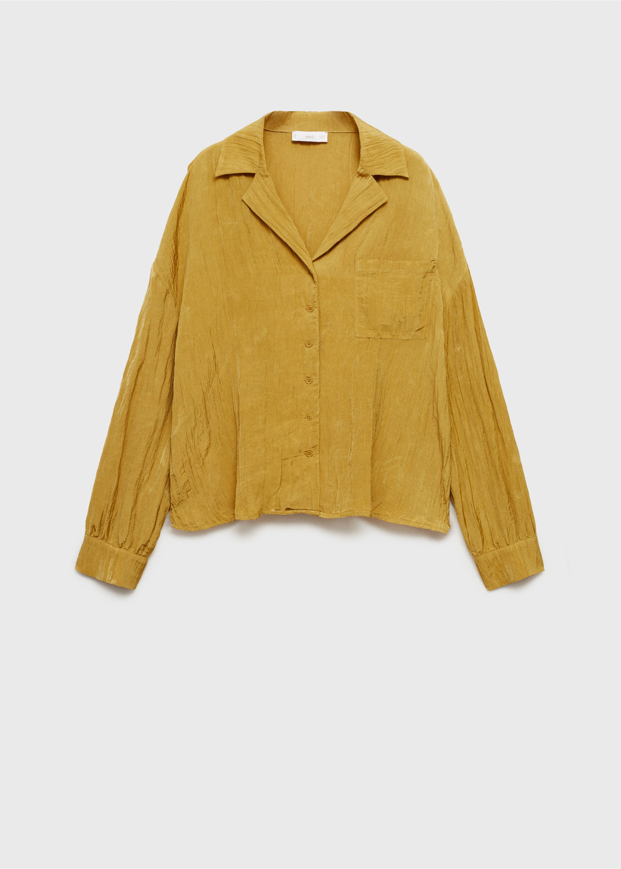 Pocket textured shirt - Article without model, Mustard. Ref: 77077646-00.