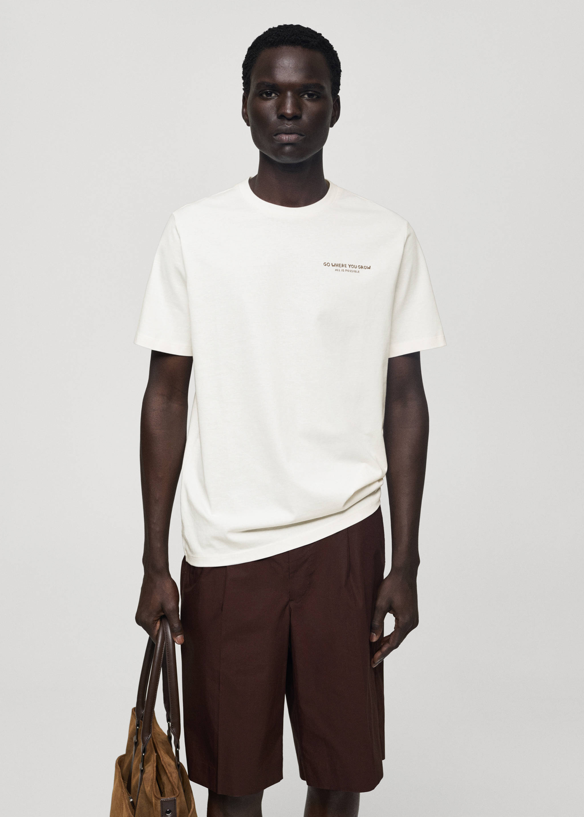 T-shirt slim-fit 100 % coton imprimé - Plan moyen