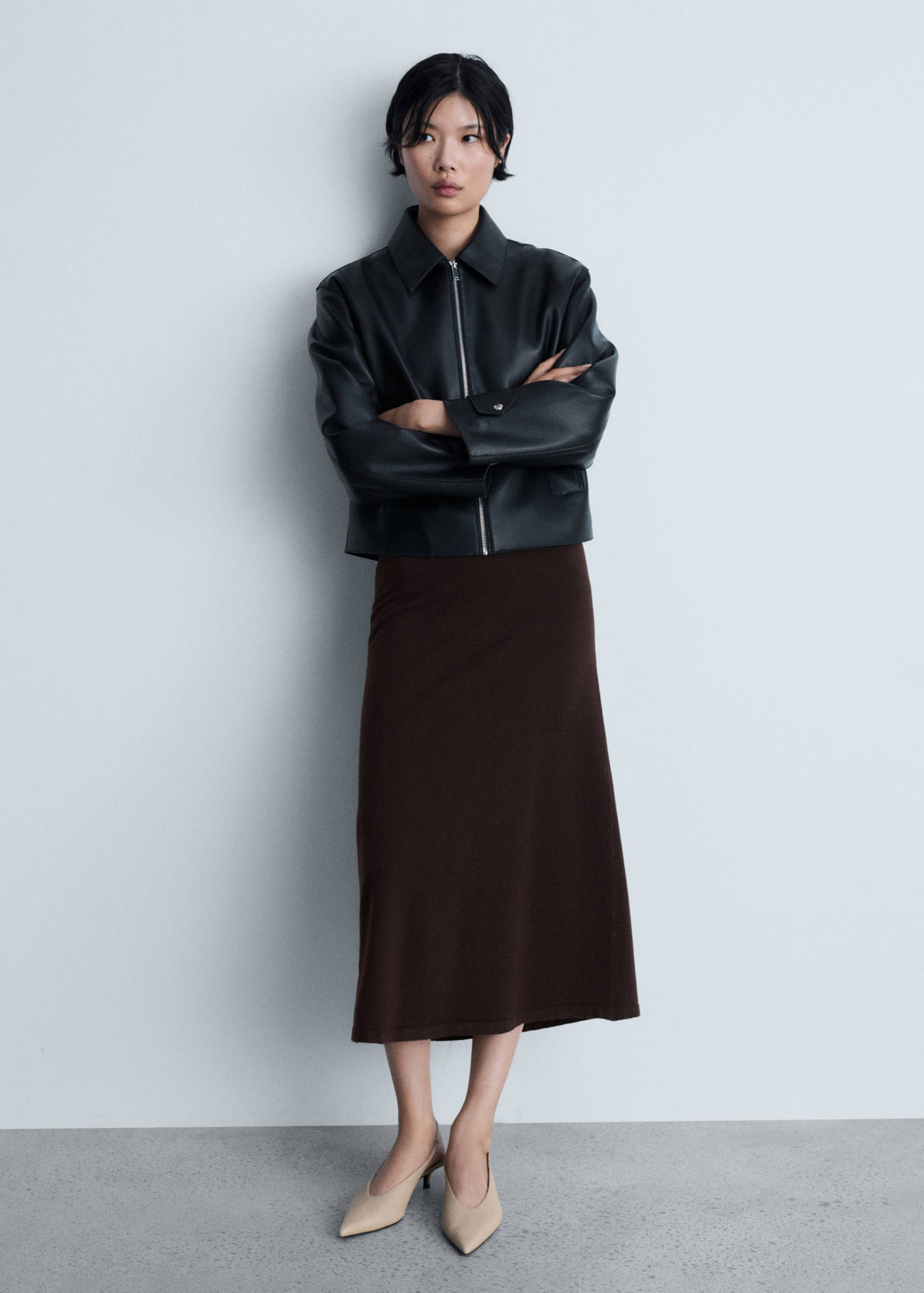 Ribbed midi skirt - General plane