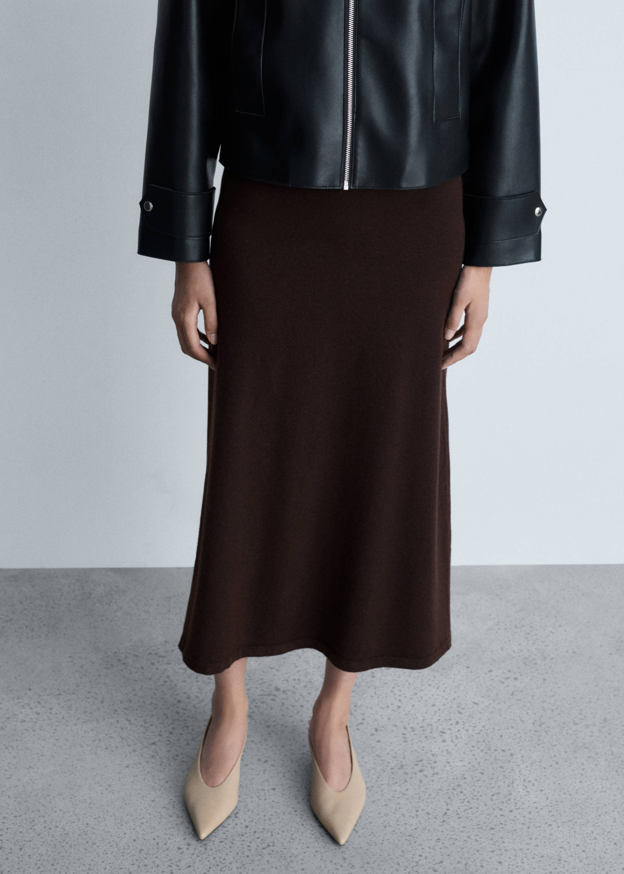 Ribbed midi skirt - Medium plane