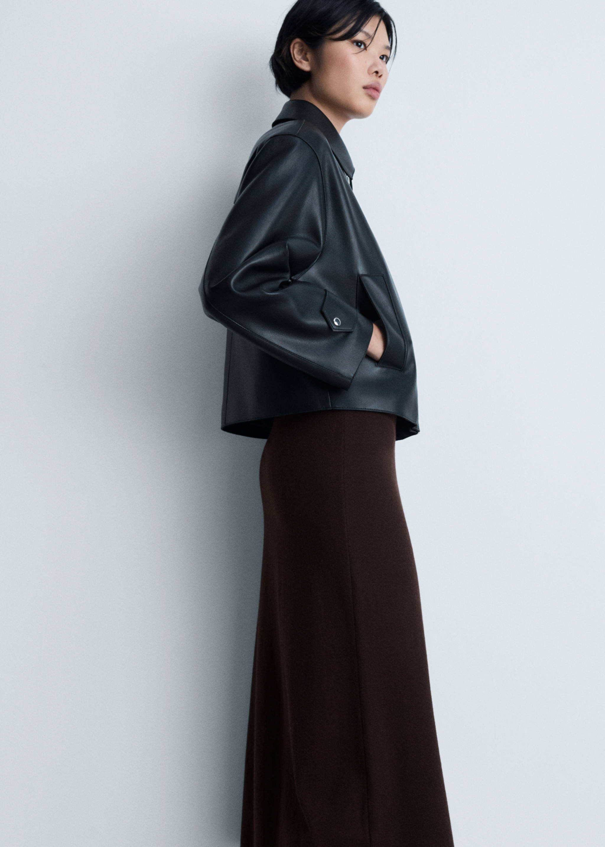 Ribbed midi skirt - Details of the article 1