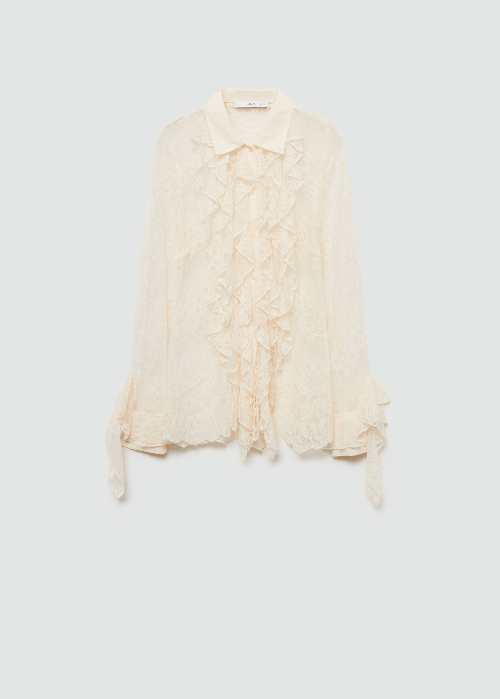 荷叶边凸花花边衬衫 - null