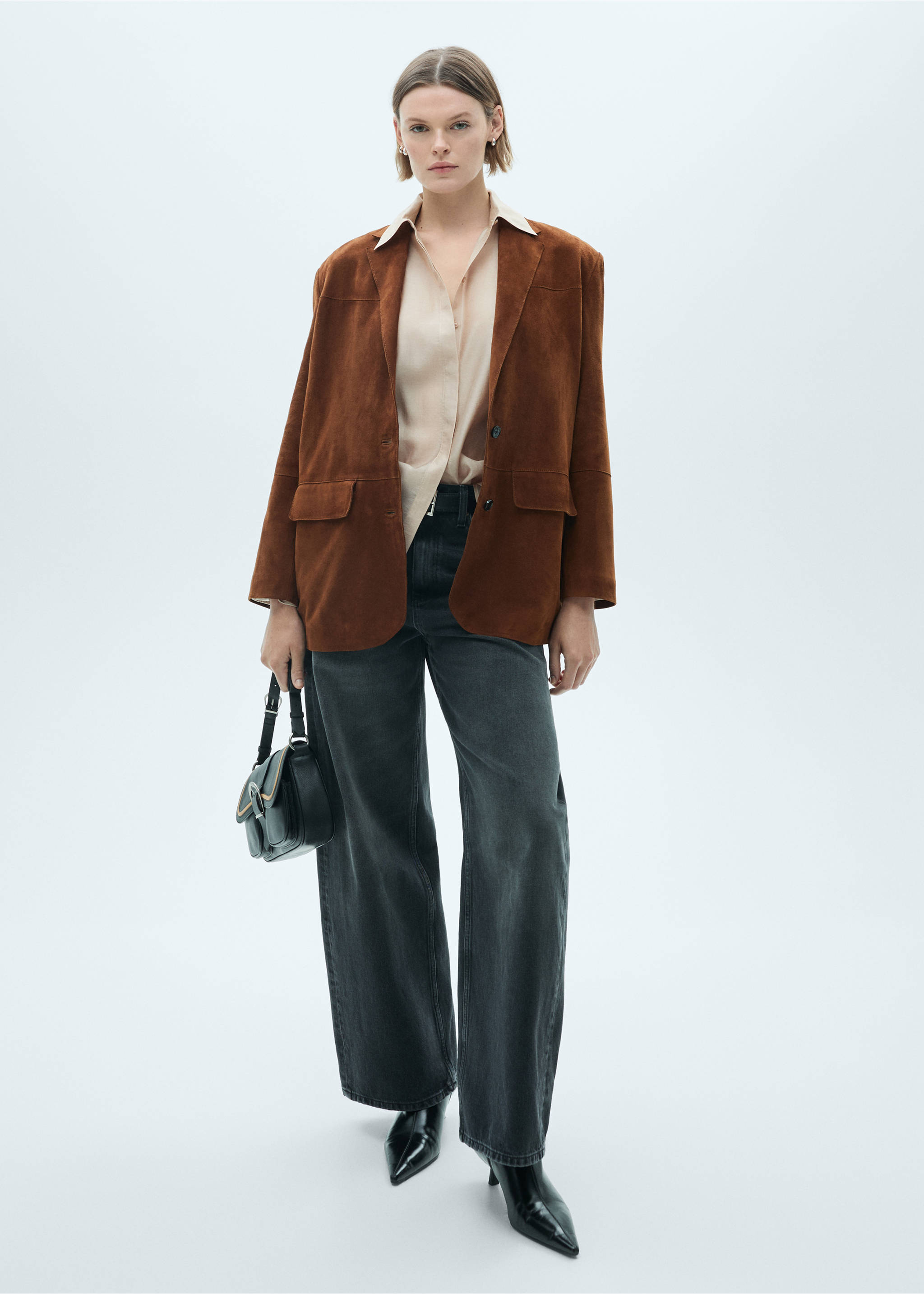 Satin lyocell shirt - Общий план, Бежевый. Ref: 77077680-00.