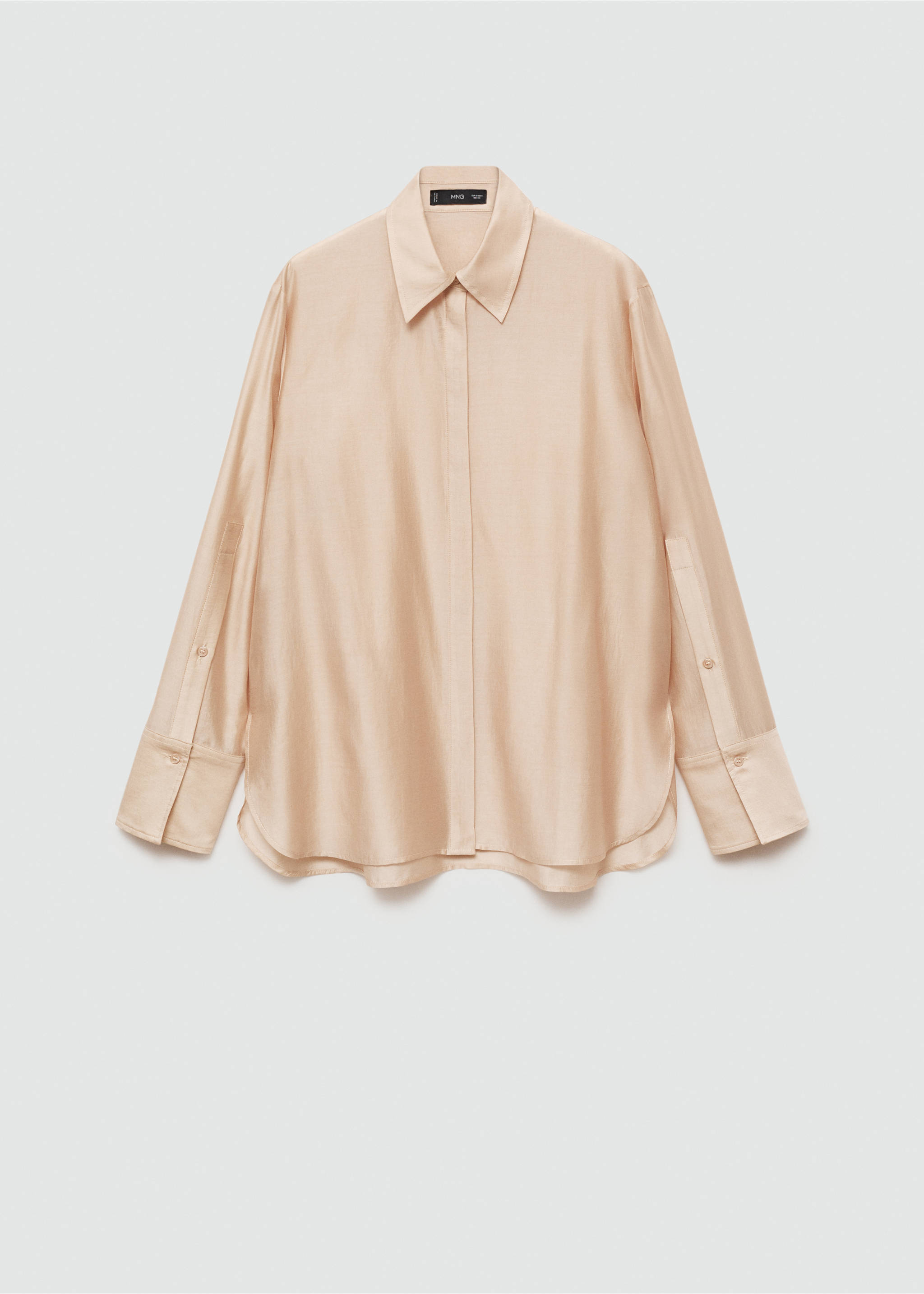 Satin lyocell shirt - Изделие без модели, Бежевый. Ref: 77077680-00.