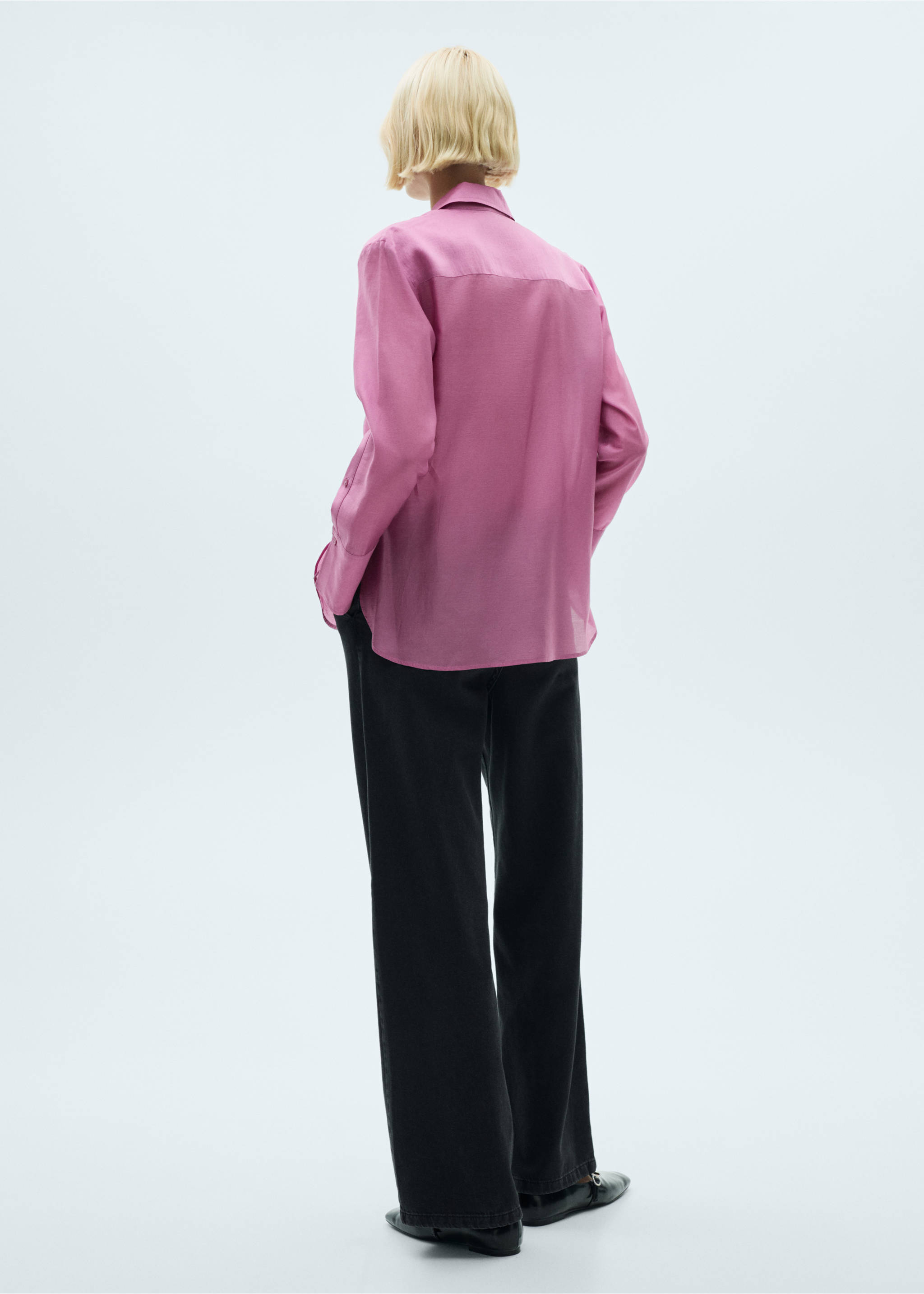 Satin lyocell shirt - Обратная сторона изделия, Розовый. Ref: 77077680-00.