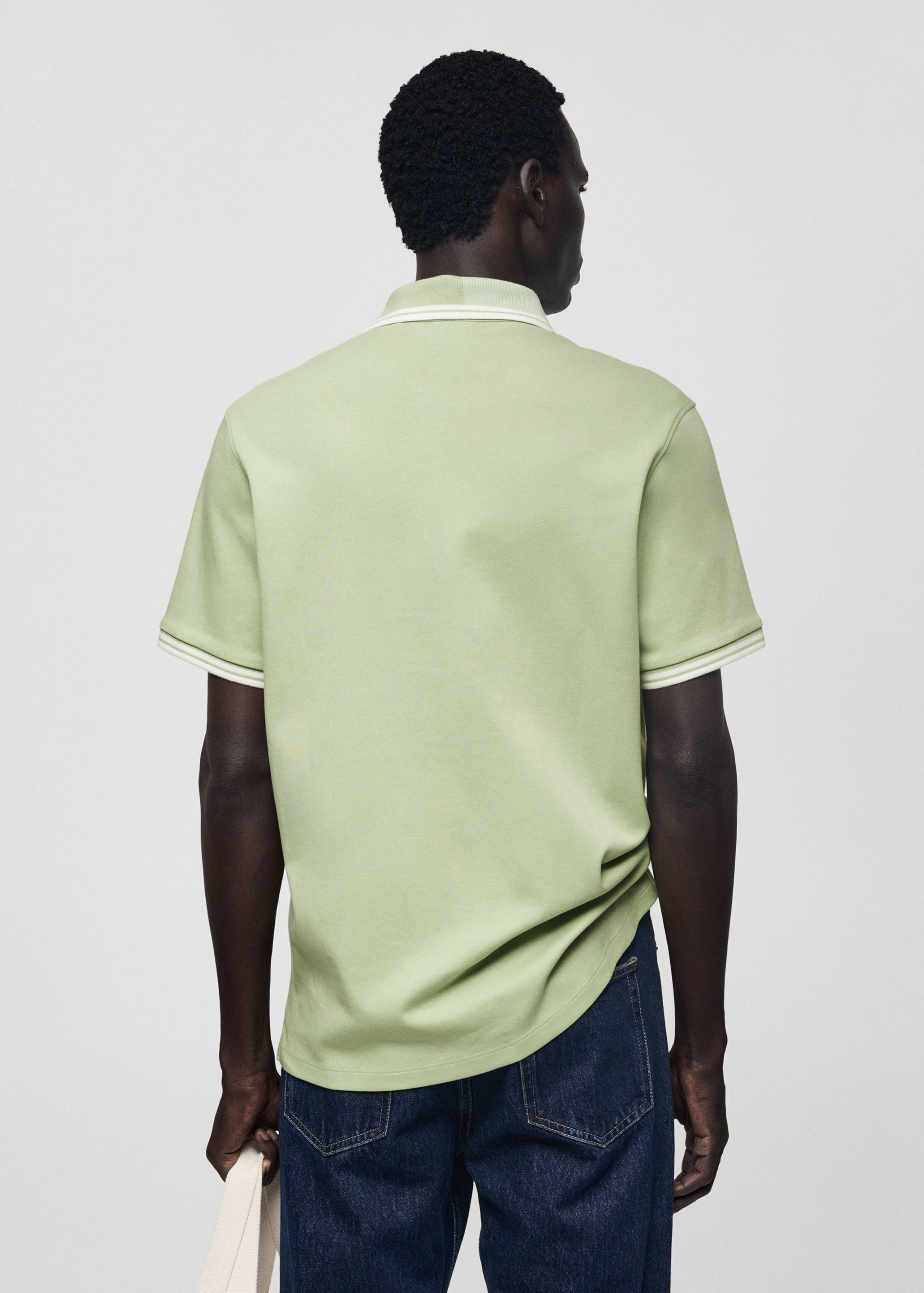 100% cotton polo shirt with contrast piping - Reverse of the article