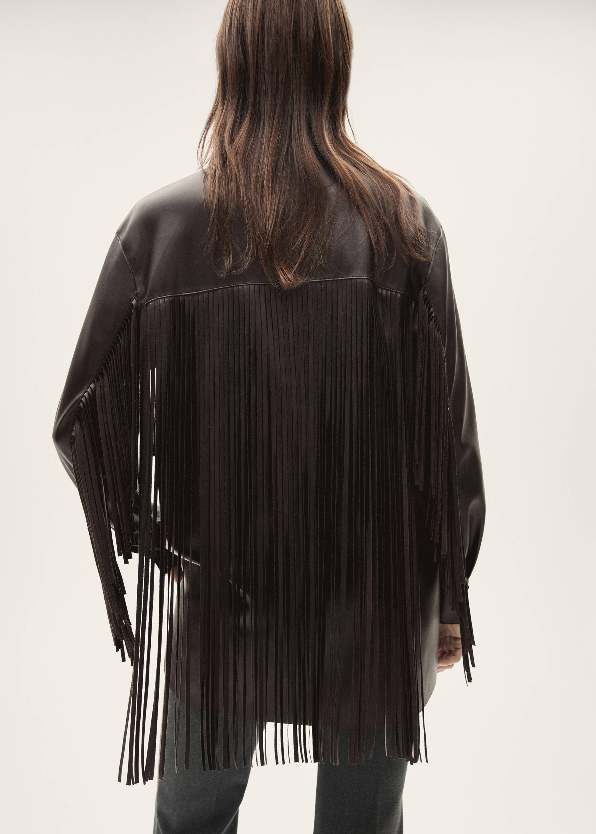 Faux-leather fringed overshirt - Reverse of the article