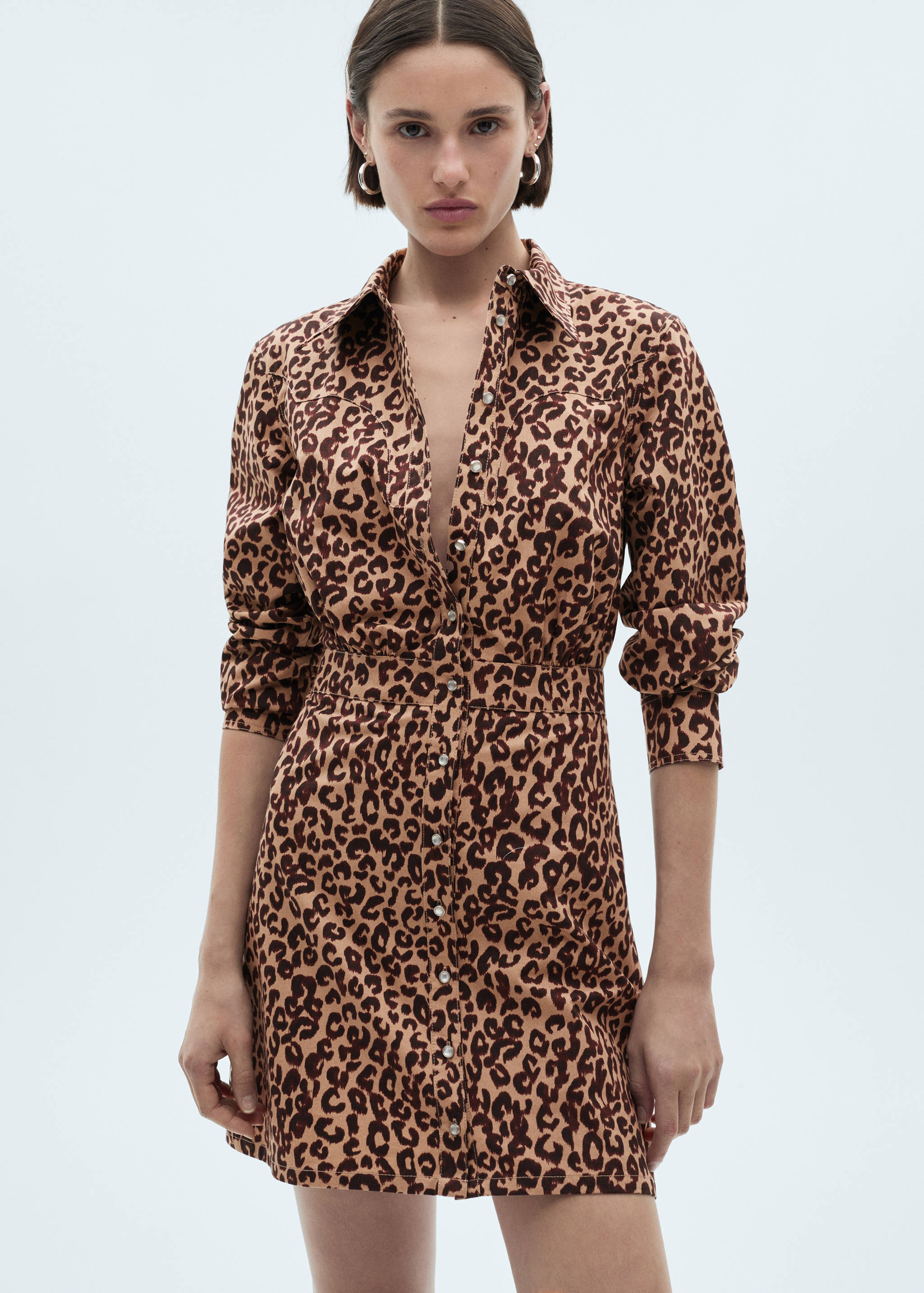 Leopard-print shirt dress - Medium plane