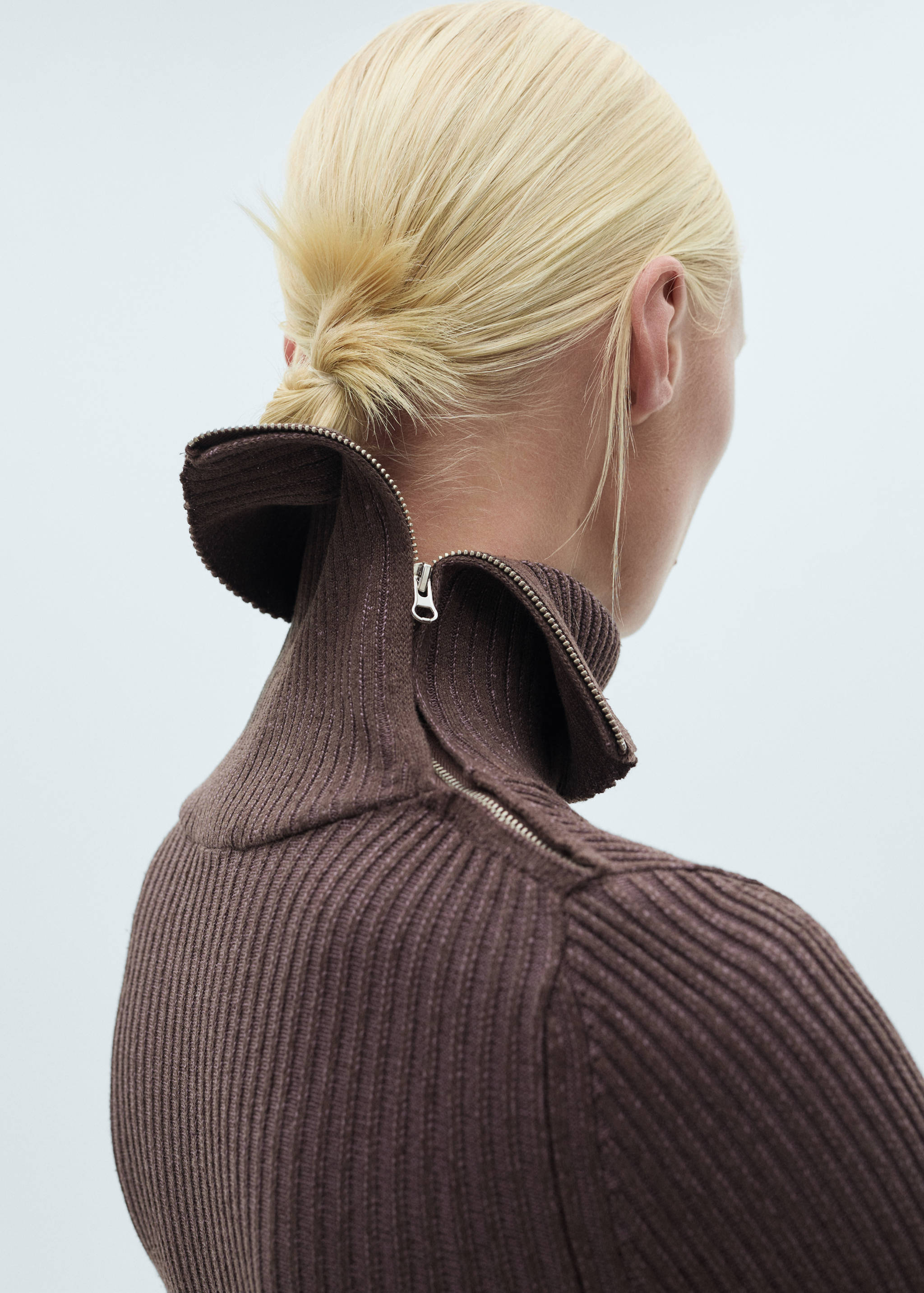 Ribbed lapel collar dress - Details of the article 6