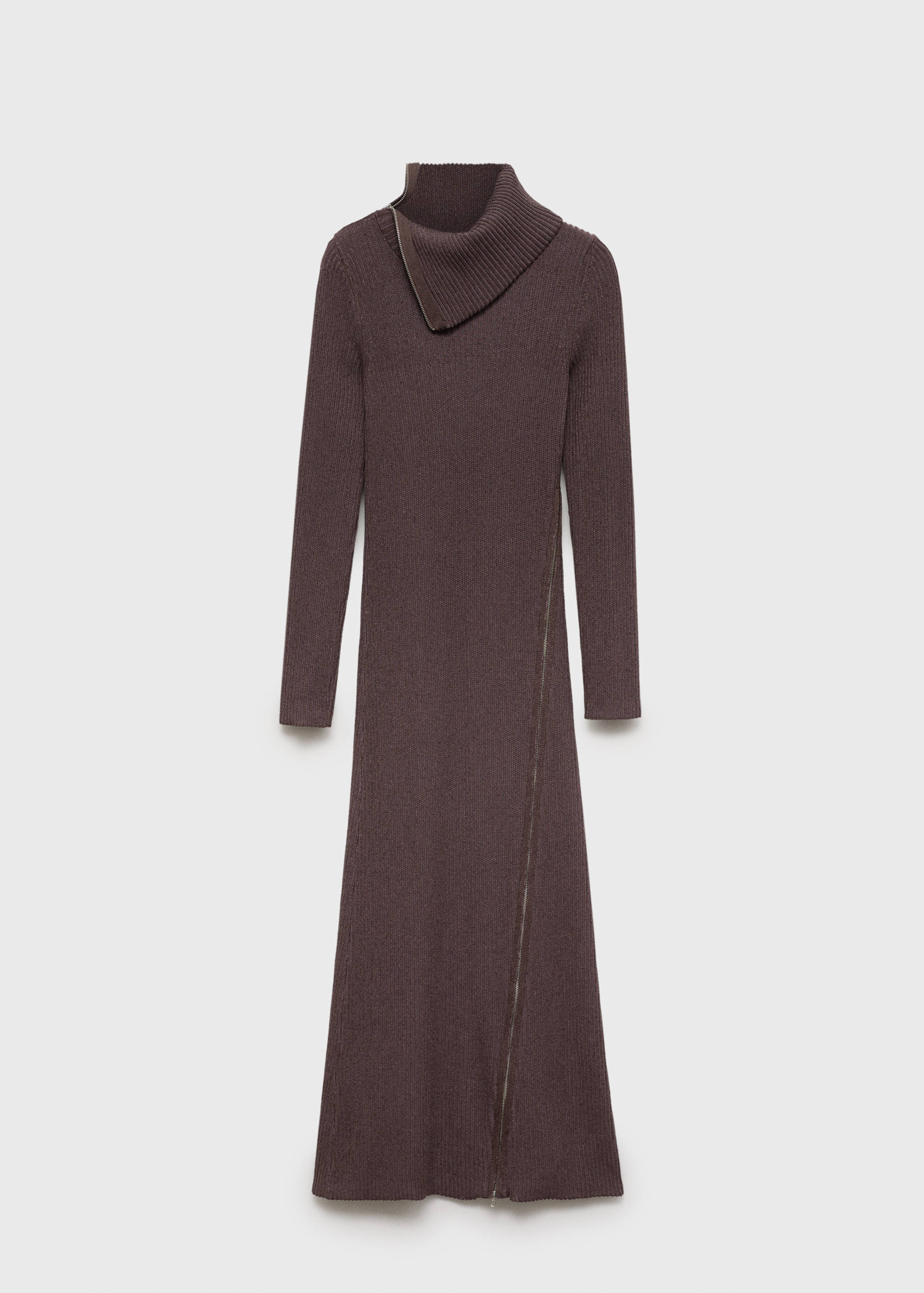 Ribbed lapel collar dress - Article without model