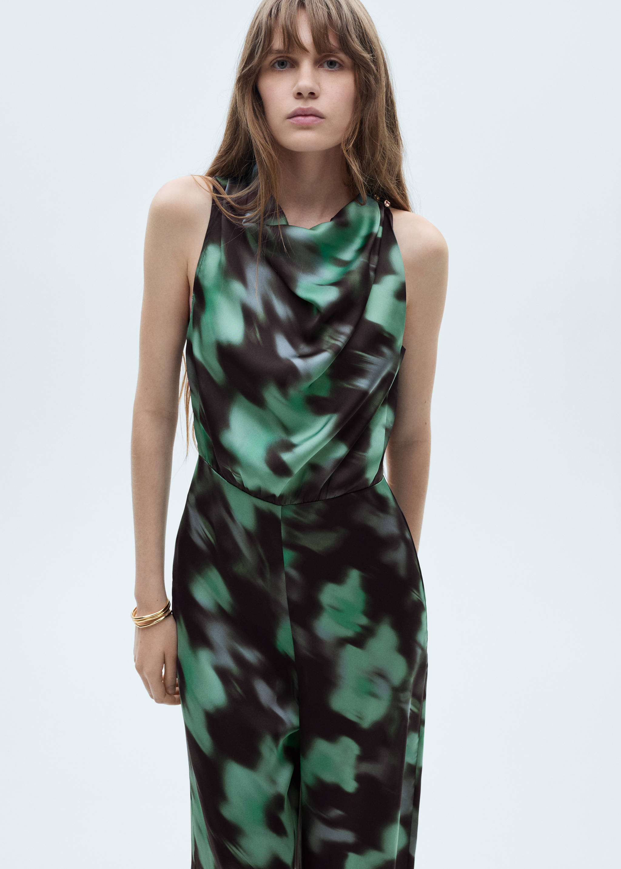 Floral-print satin jumpsuit - Medium plane