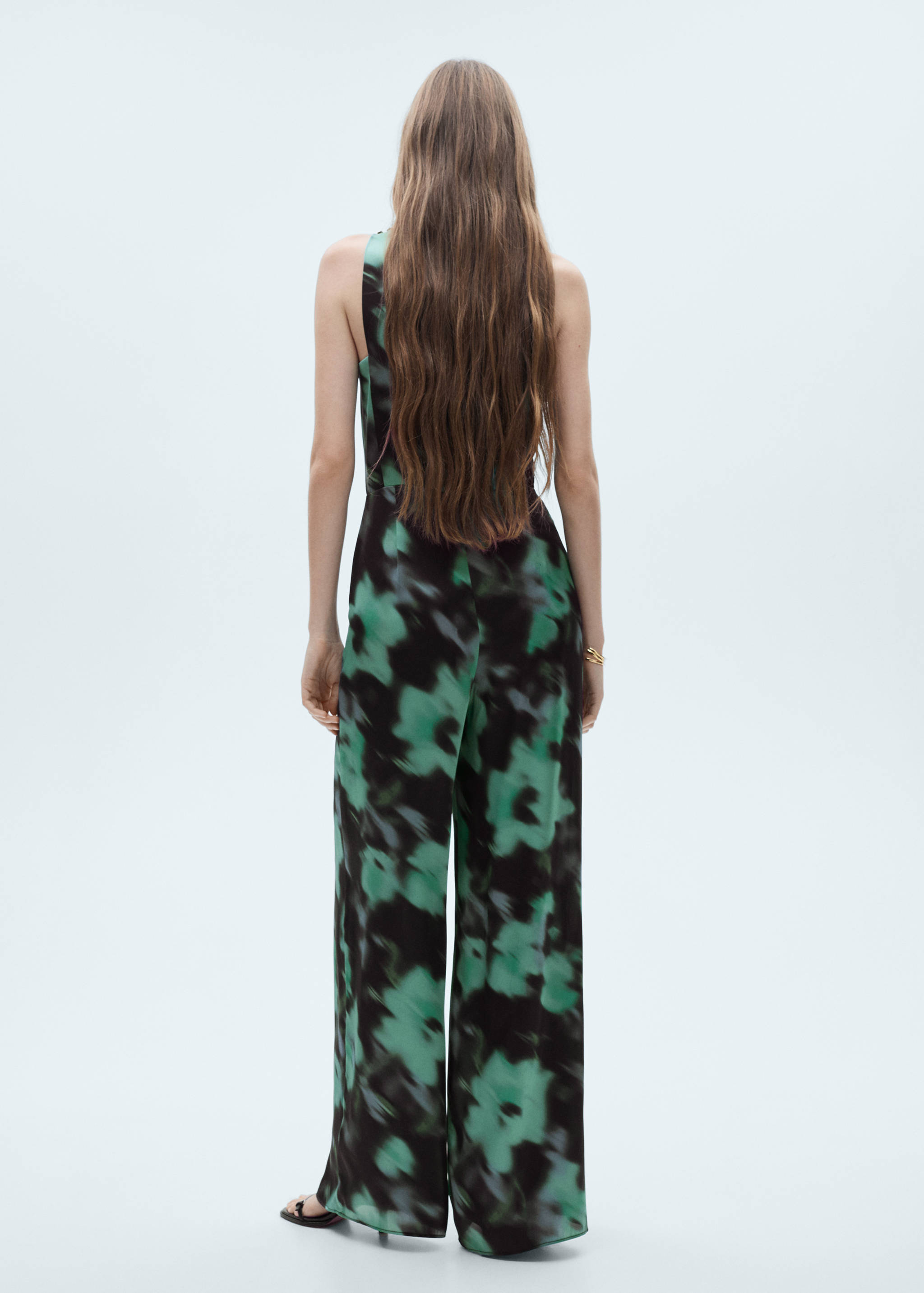 Floral-print satin jumpsuit - Reverse of the article