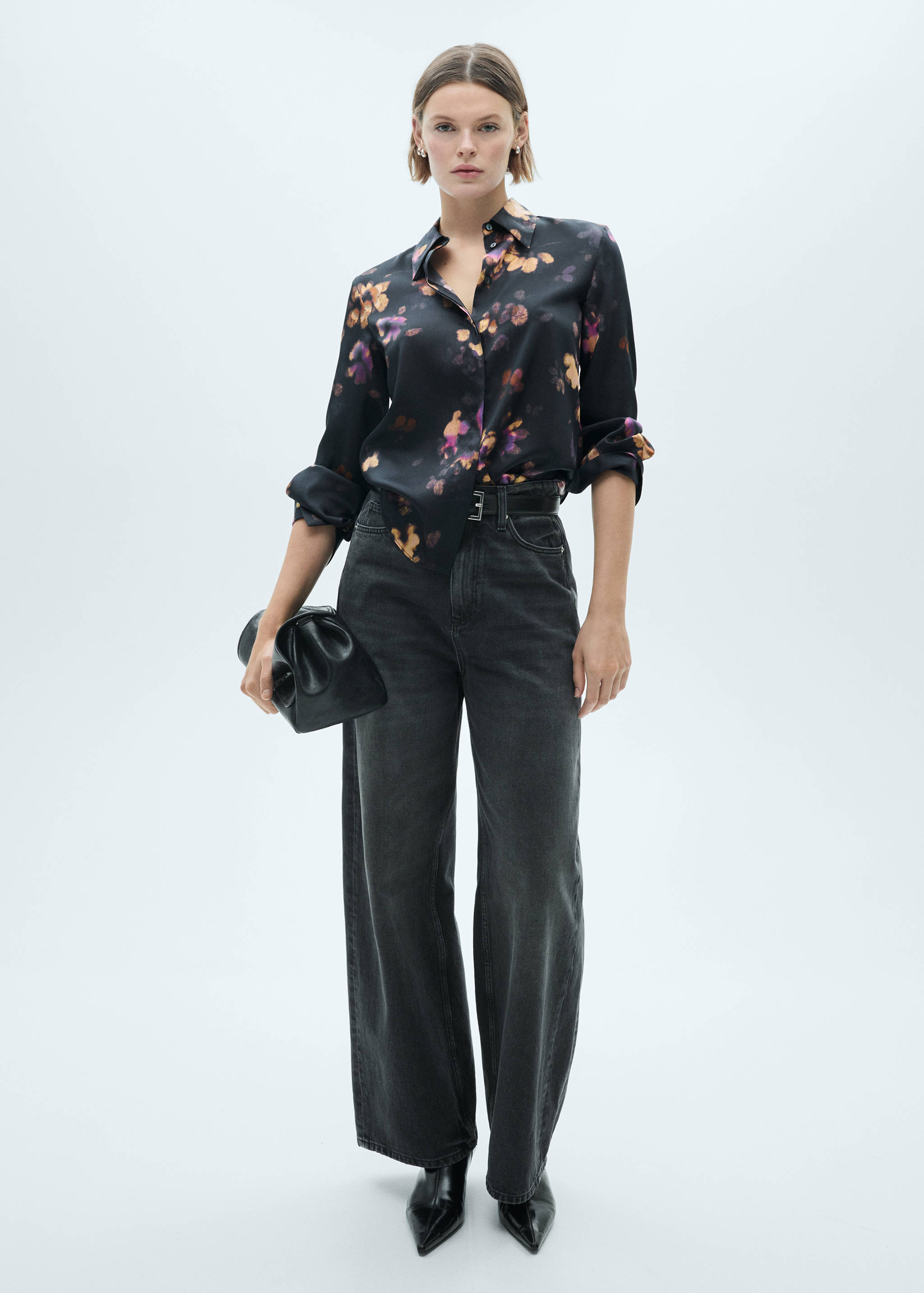 缎面印花衬衫 - null