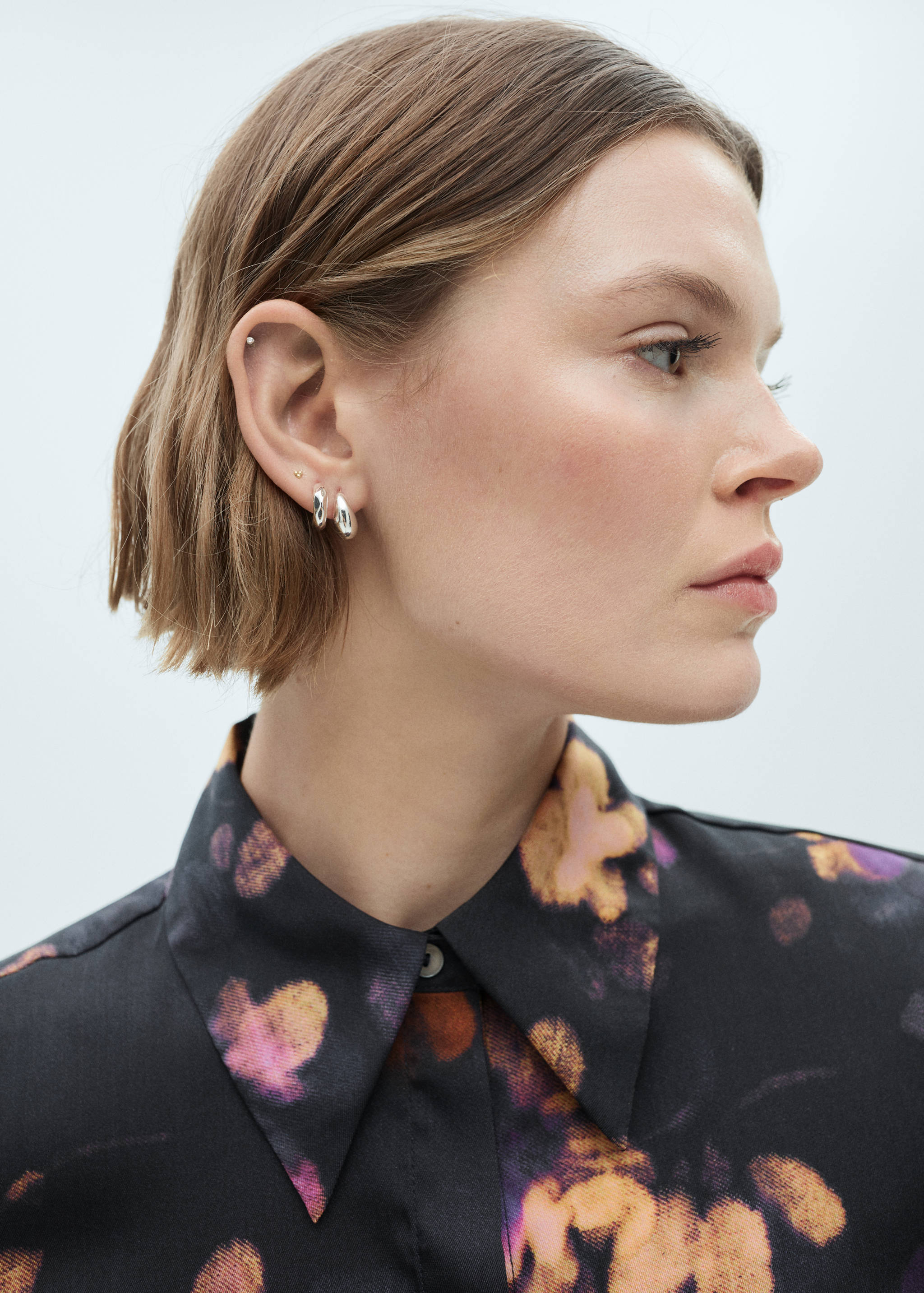 缎面印花衬衫 - null