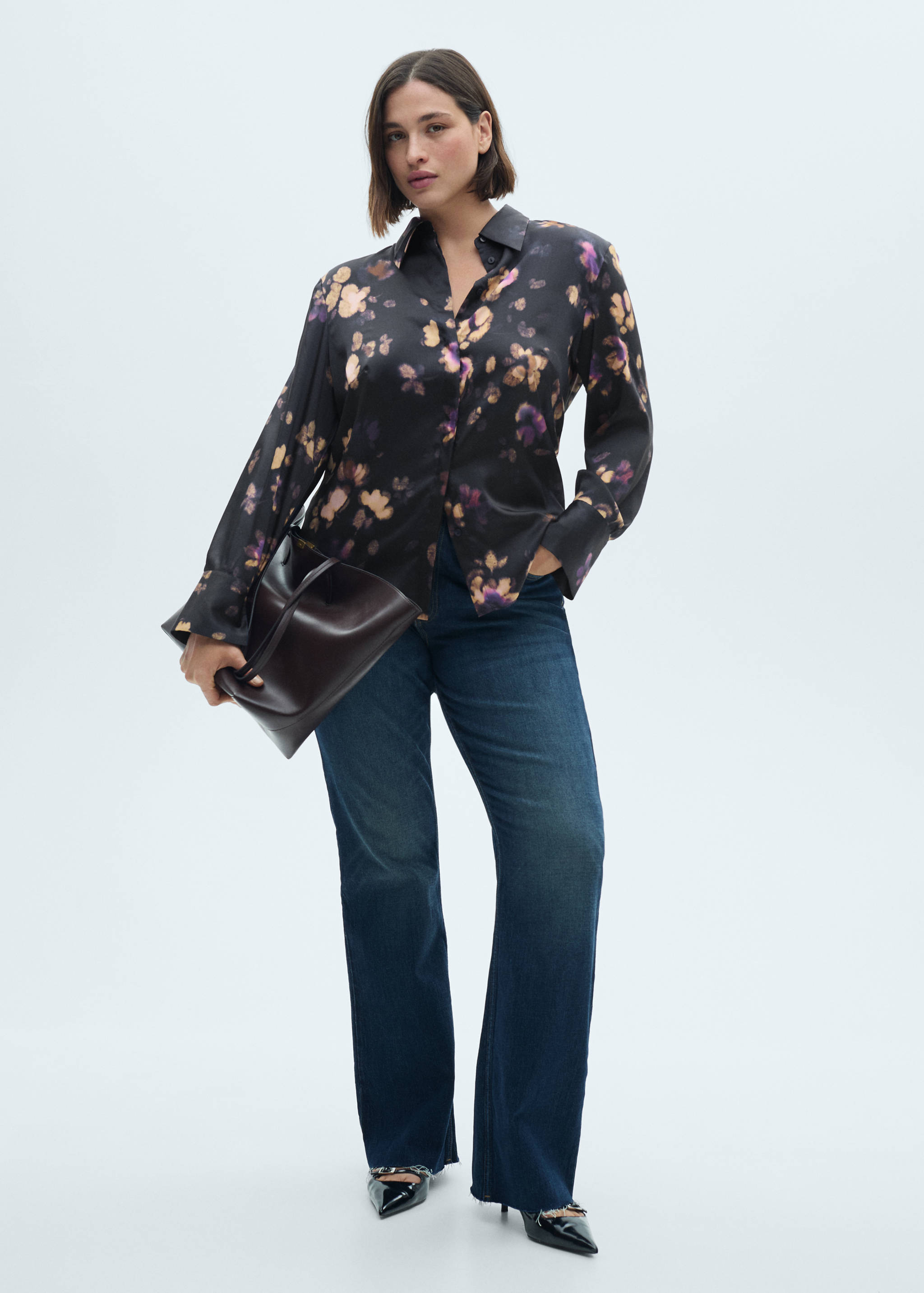 缎面印花衬衫 - null