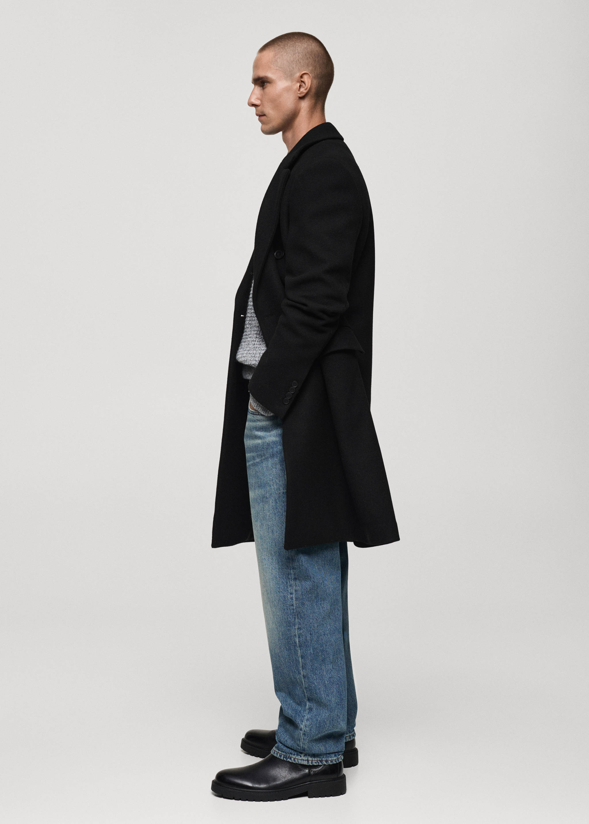 Recycled wool double-breasted coat - Details of the article 2