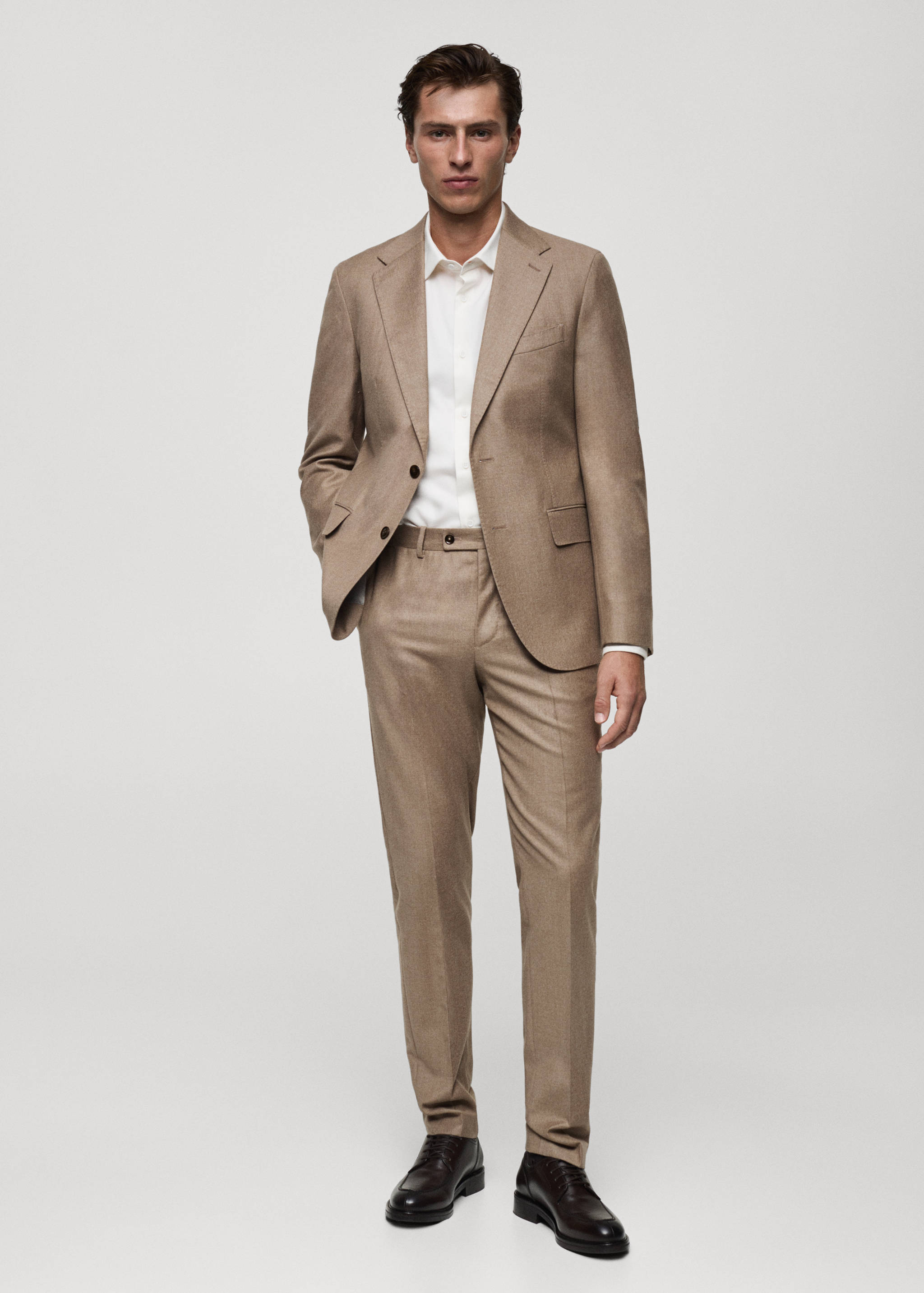 意大利100%纯羊毛法兰绒西装外套 - null