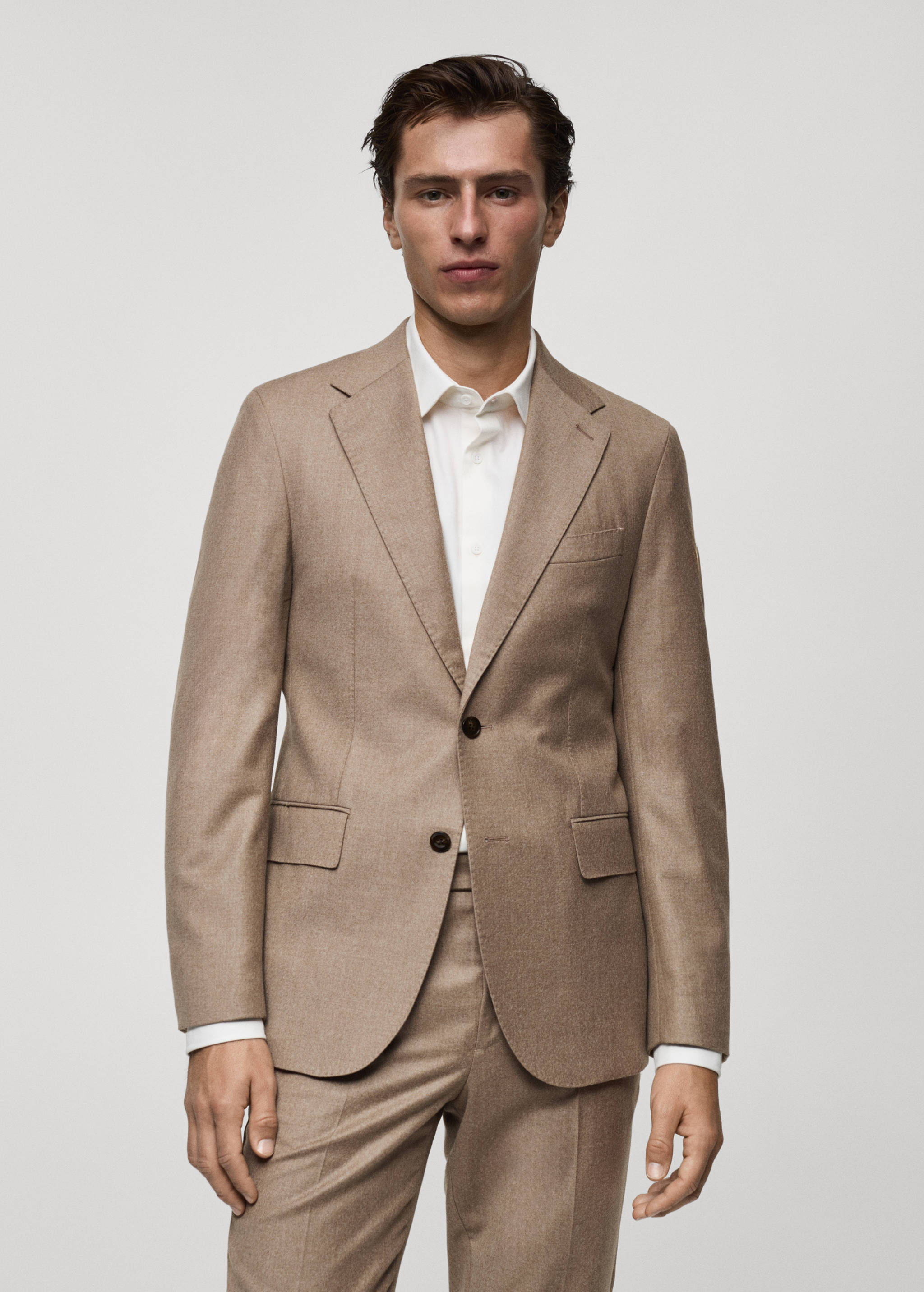 意大利100%纯羊毛法兰绒西装外套 - null