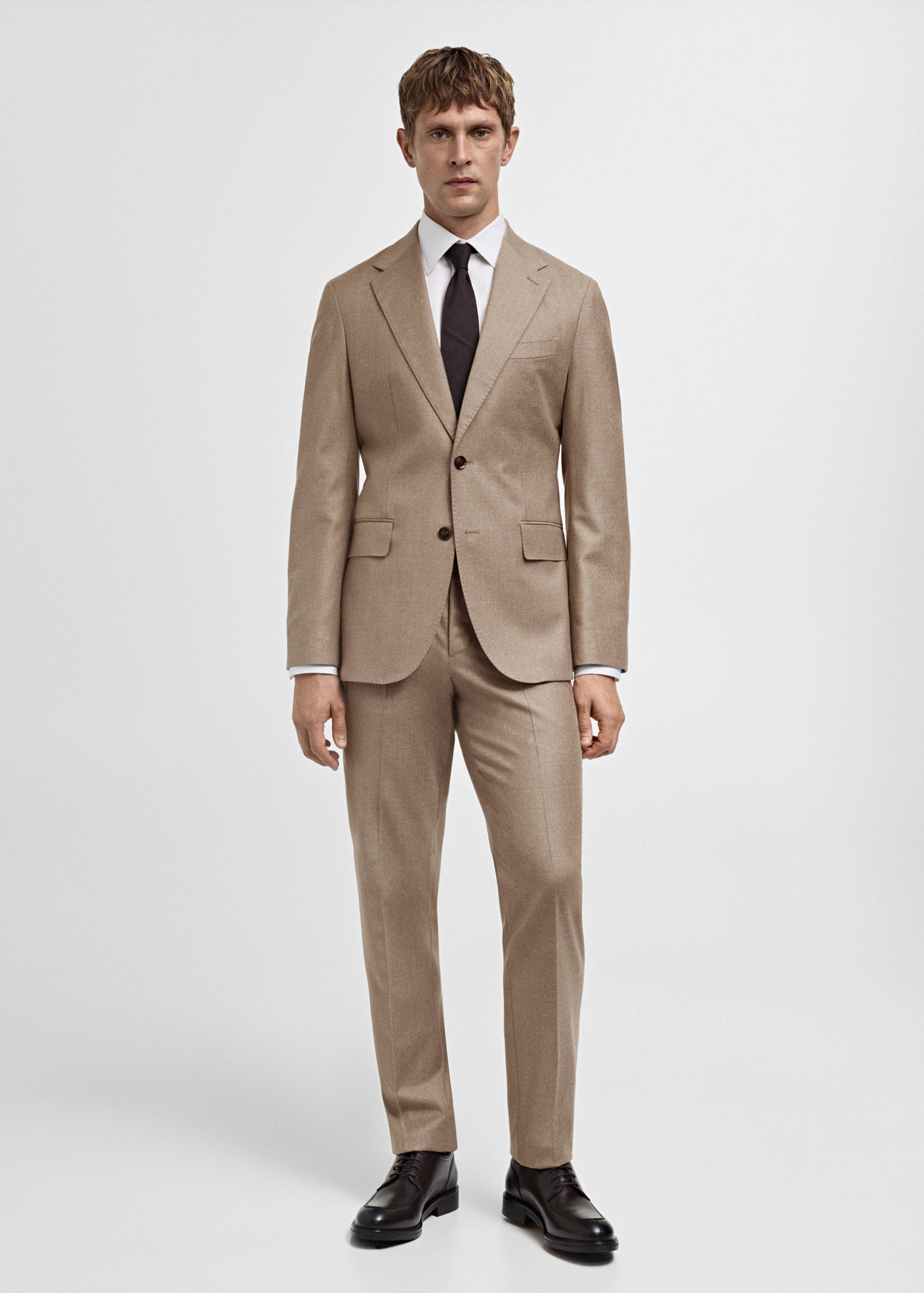 Italian 100% virgin wool flannel suit jacket - General plane