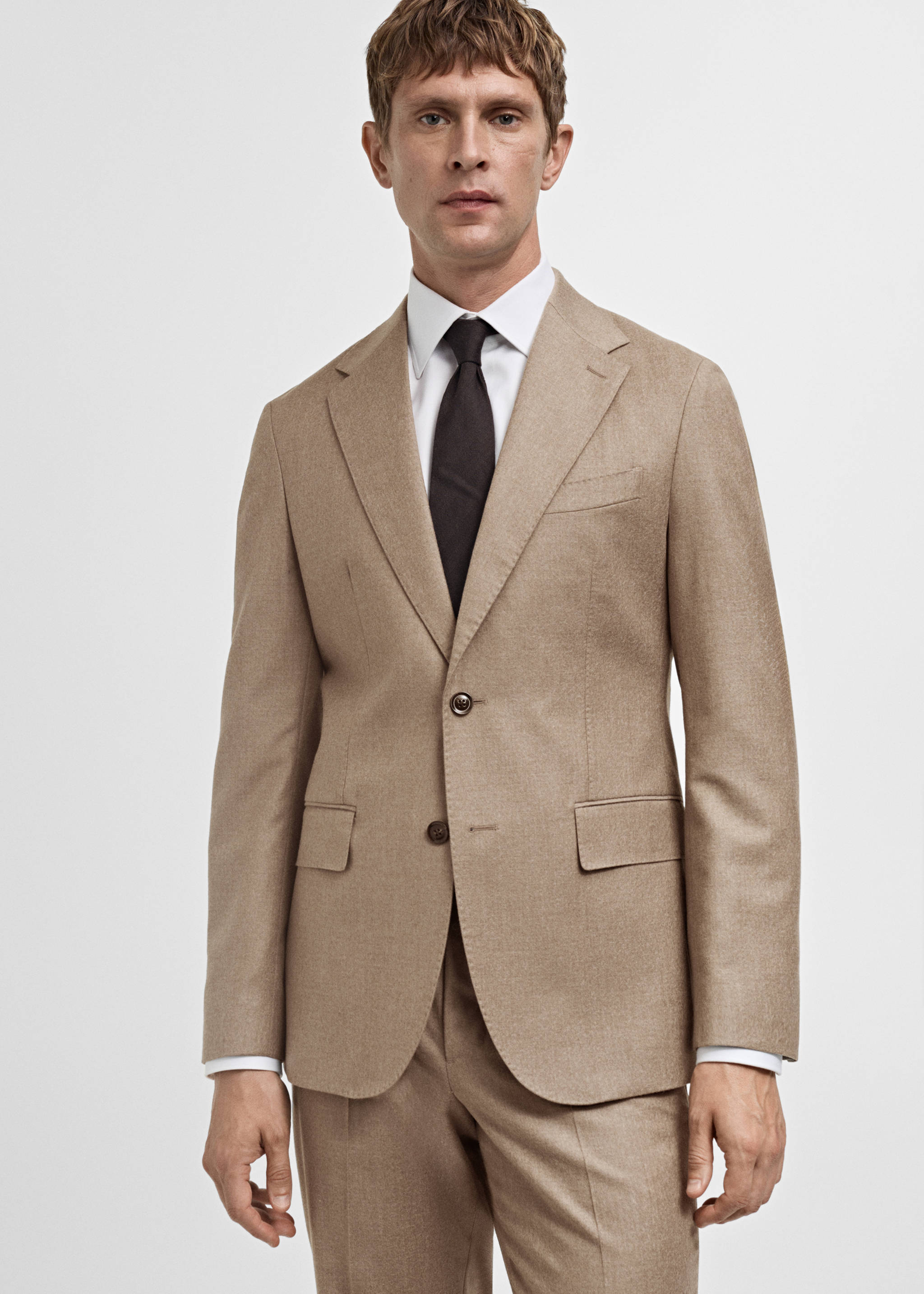 Italian 100% virgin wool flannel suit jacket - Medium plane