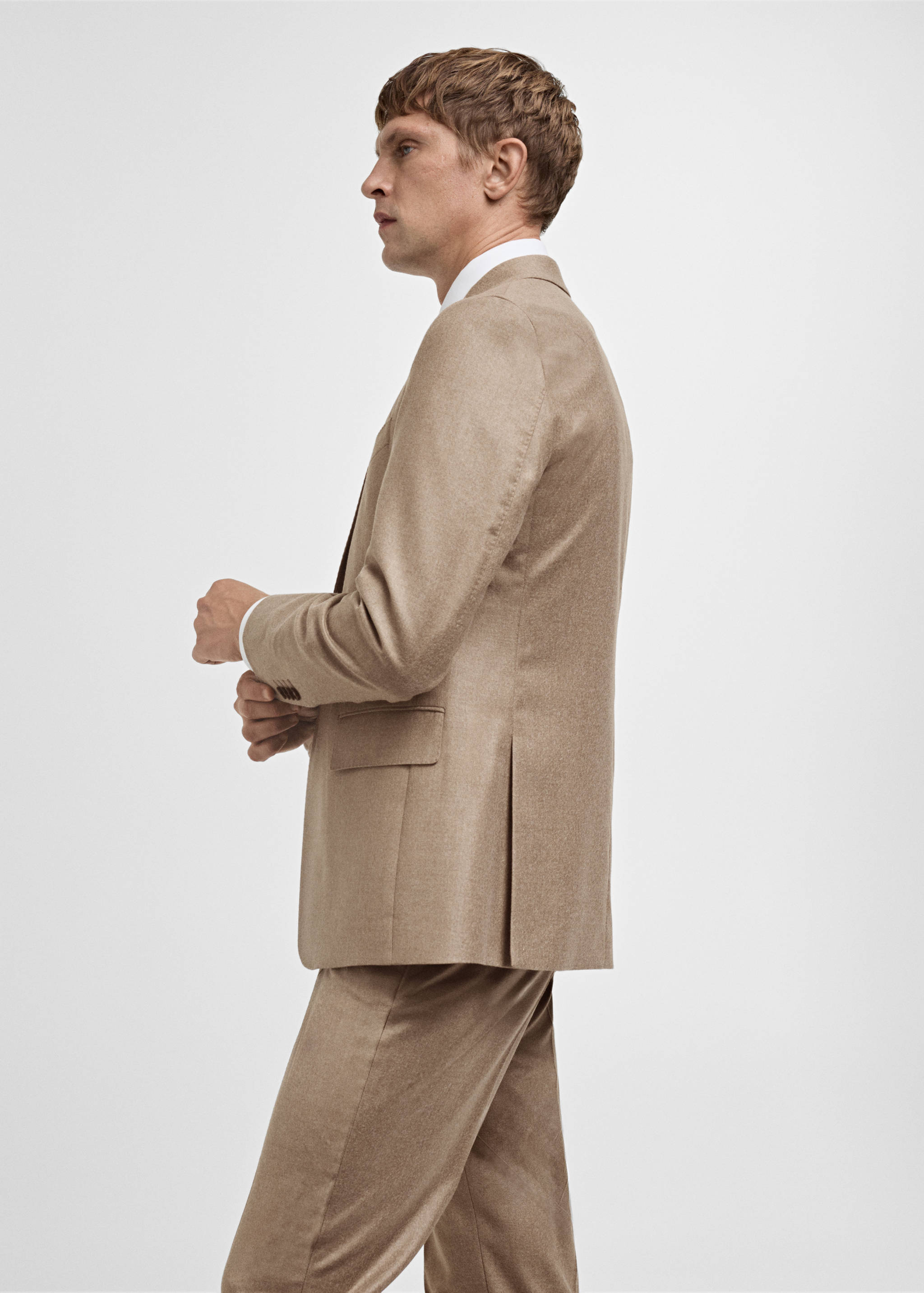 Italian 100% virgin wool flannel suit jacket - Details of the article 4