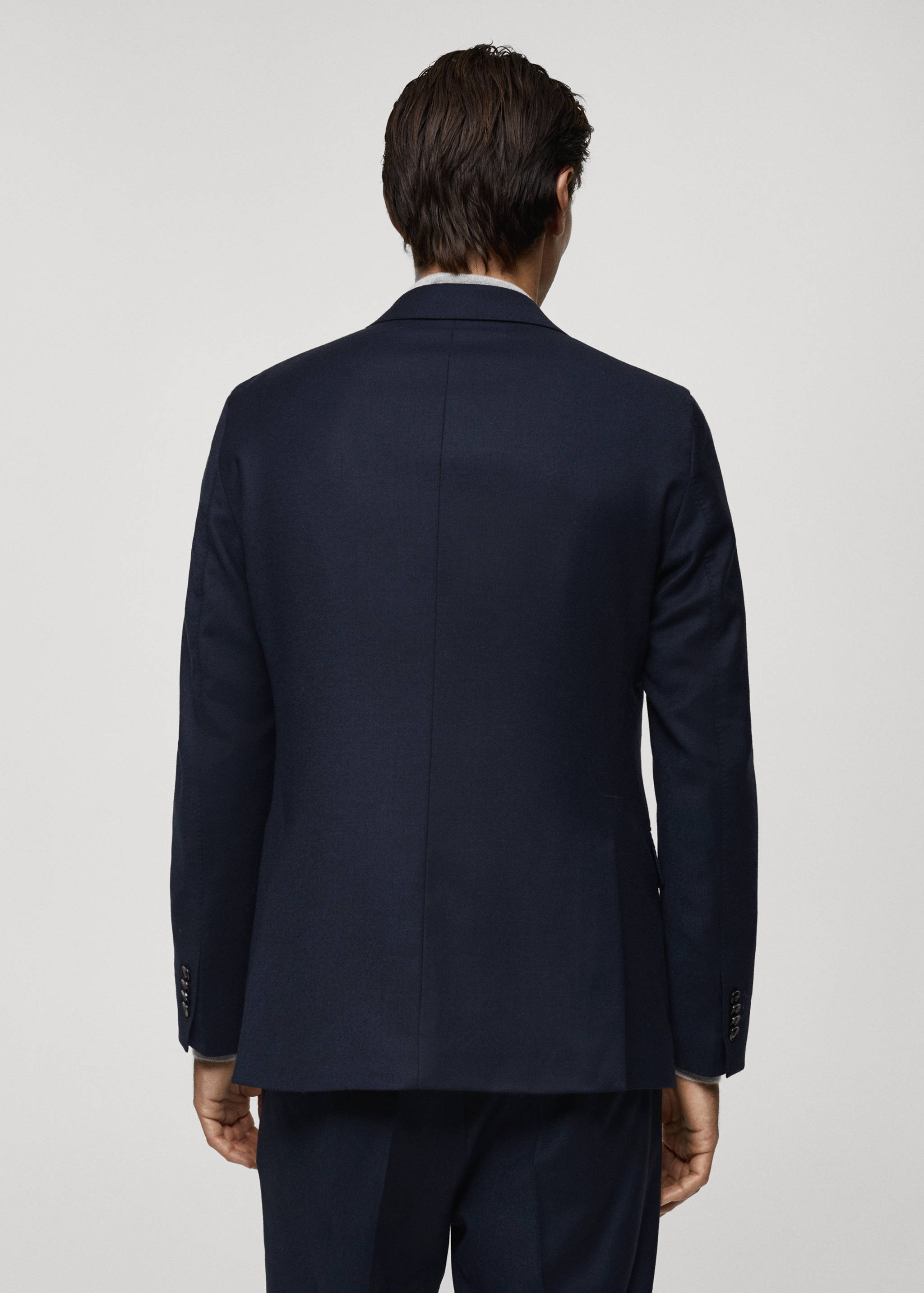 Italian 100% virgin wool flannel suit jacket - Reverse of the article