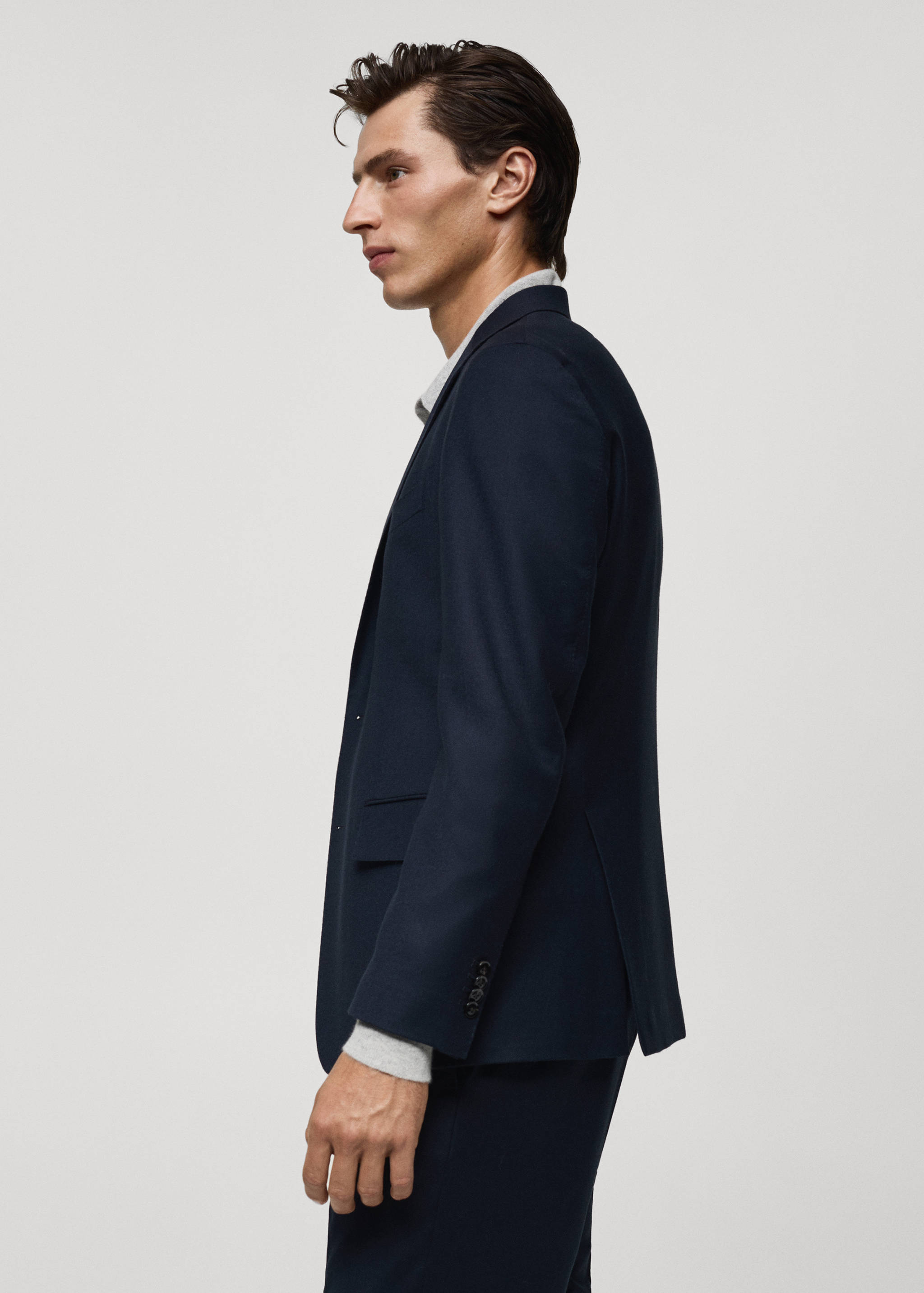 Italian 100% virgin wool flannel suit jacket - Details of the article 6