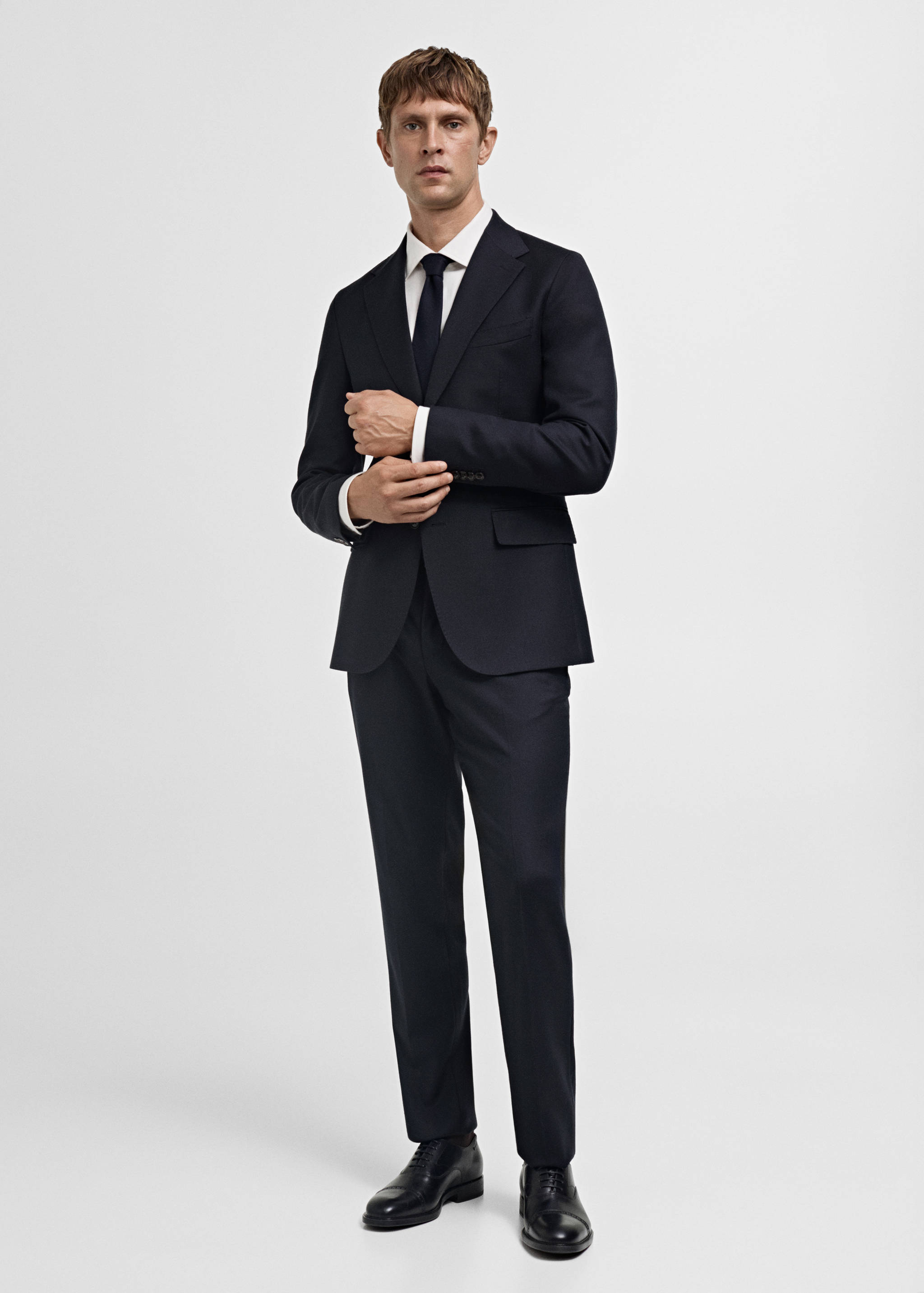 Italian 100% virgin wool flannel suit jacket - General plane