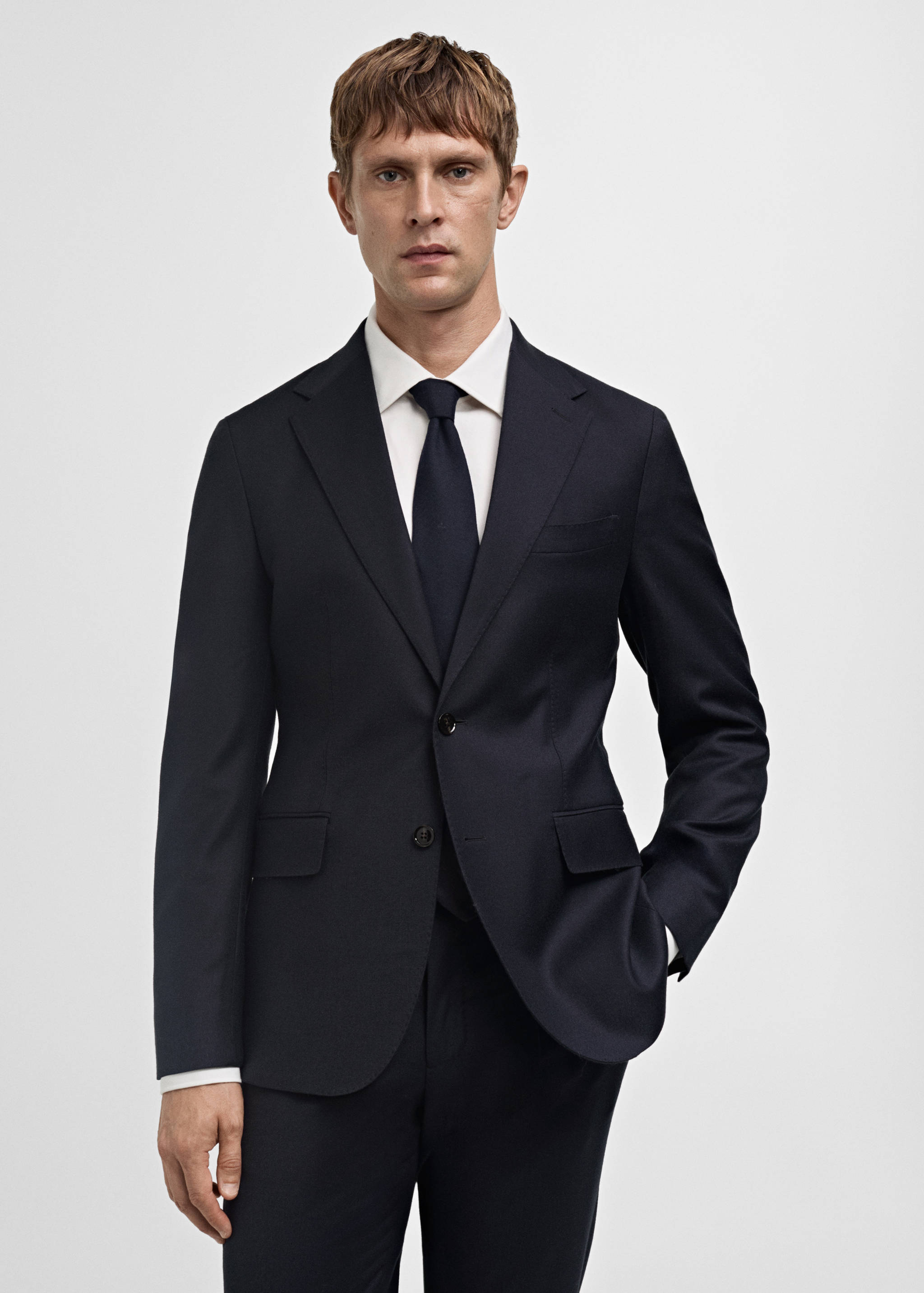 Italian 100% virgin wool flannel suit jacket - Medium plane