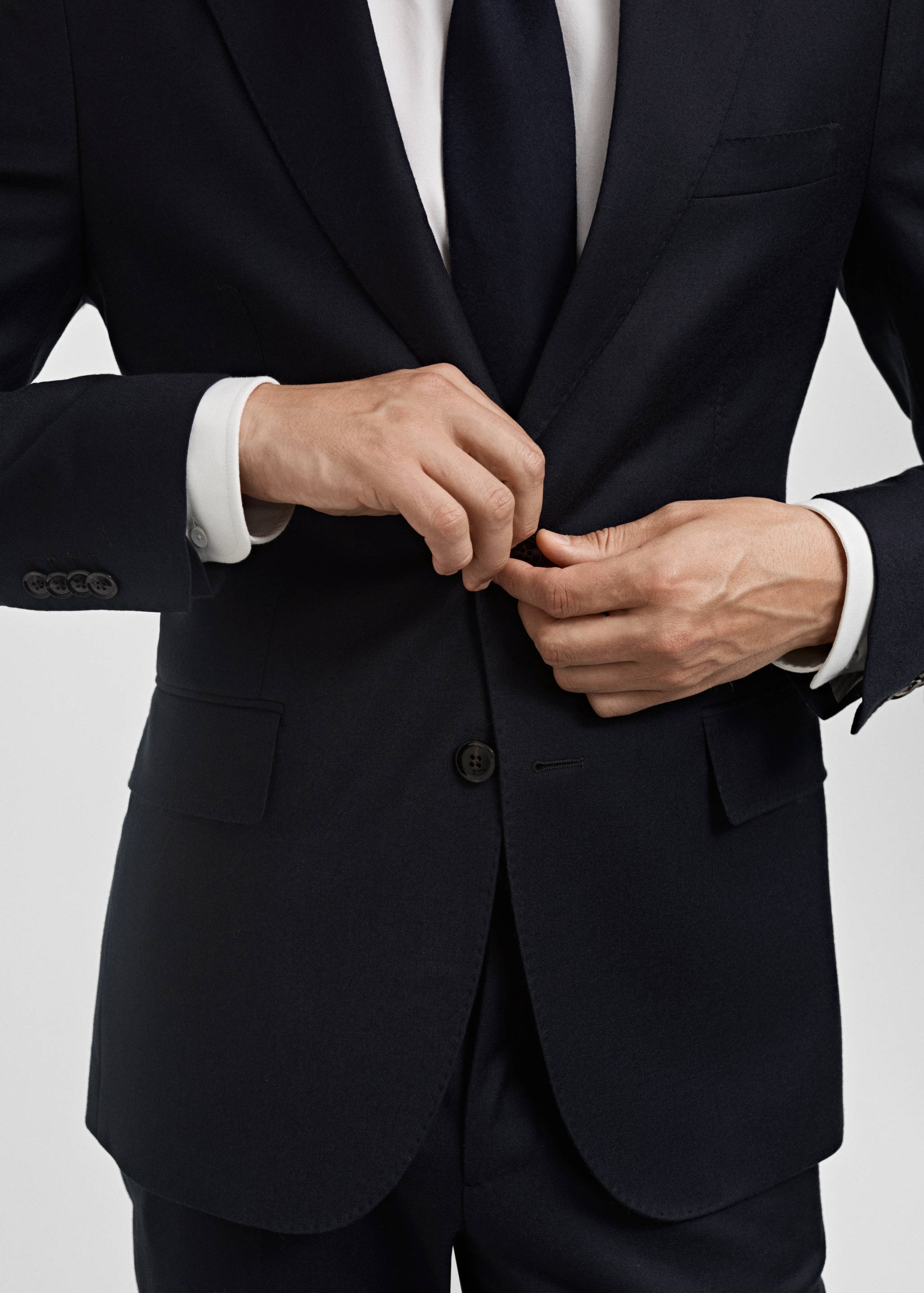 Italian 100% virgin wool flannel suit jacket - Details of the article 3