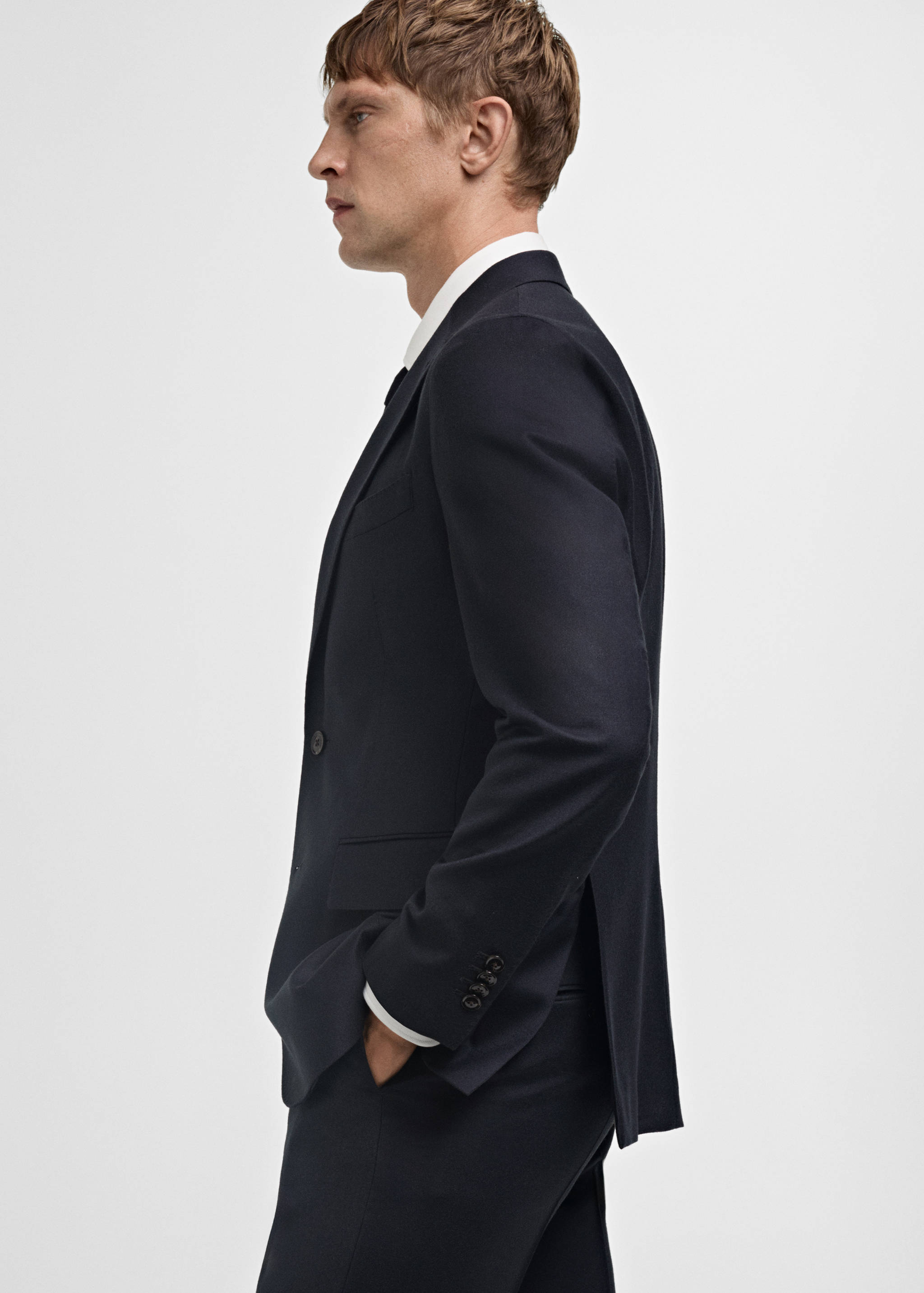Italian 100% virgin wool flannel suit jacket - Details of the article 4