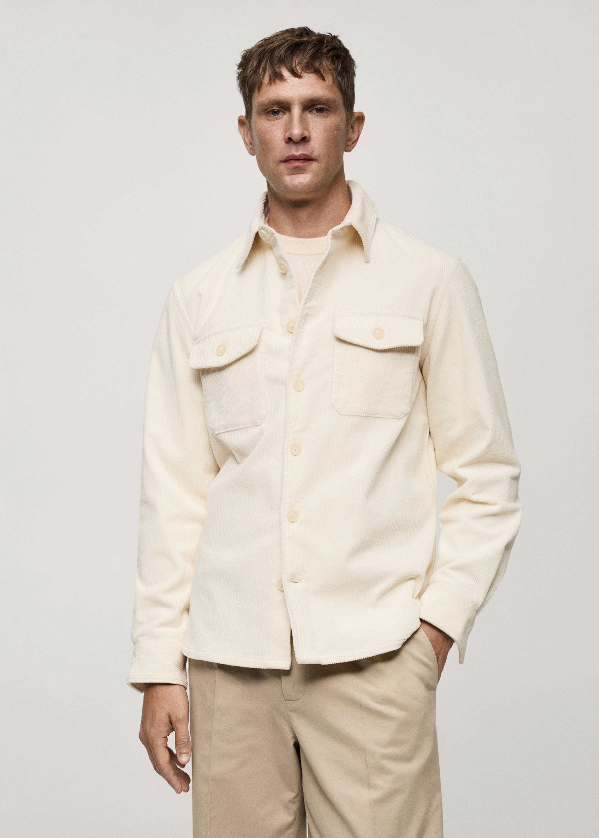 Corduroy overshirt with pockets - Medium plane