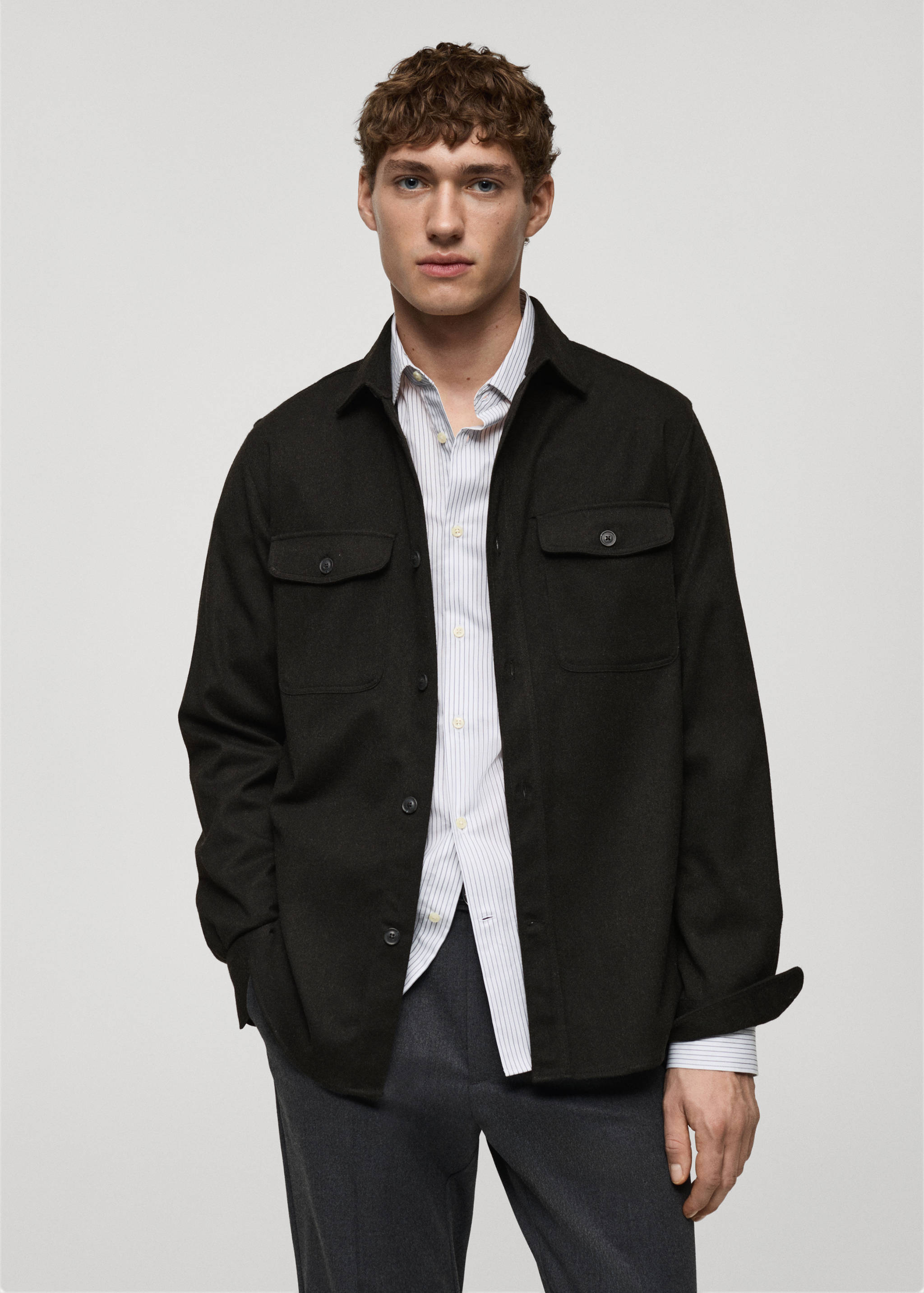 Regular-fit flannel overshirt with pockets - Medium plane