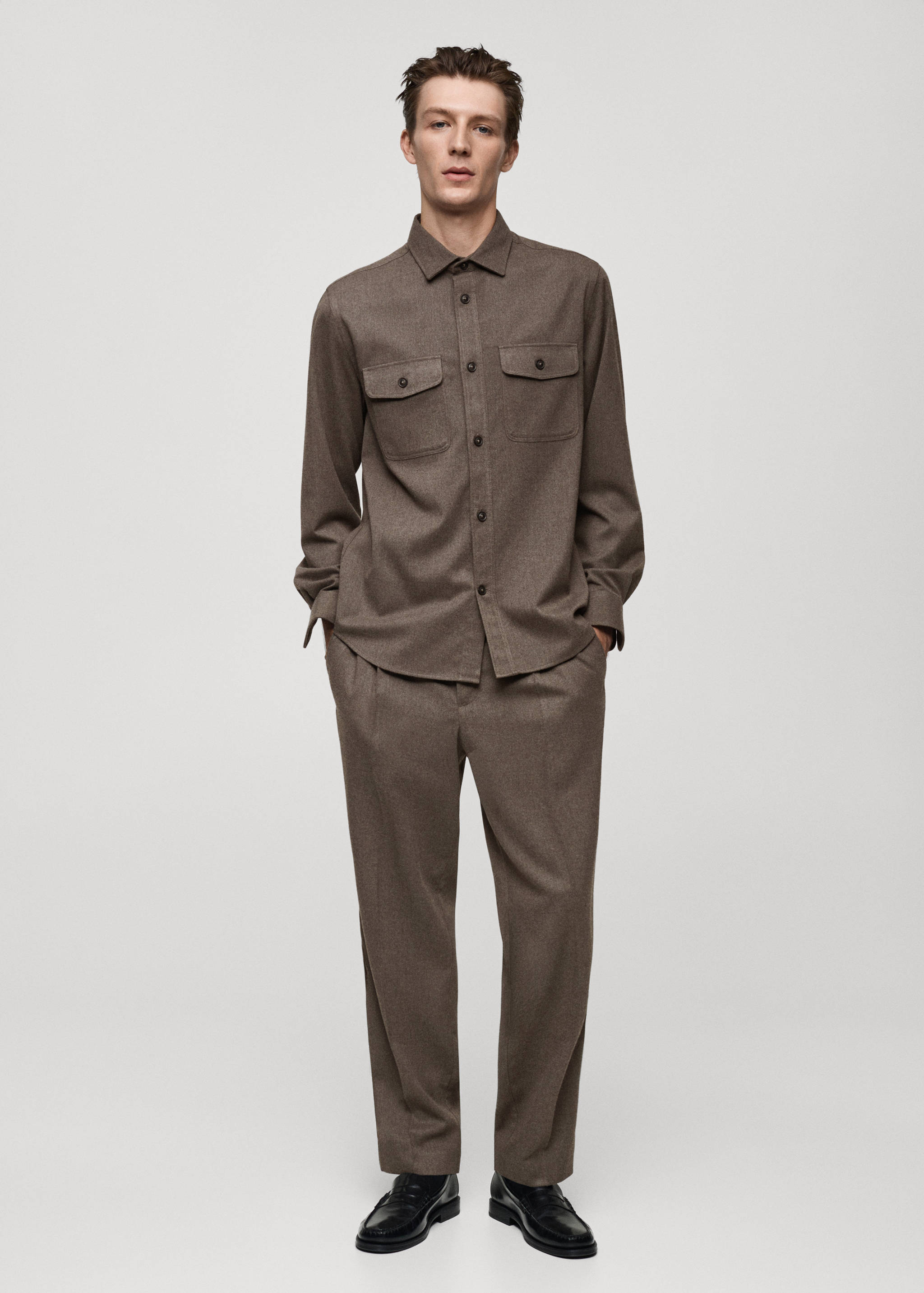 Regular-fit flannel overshirt with pockets - General plane
