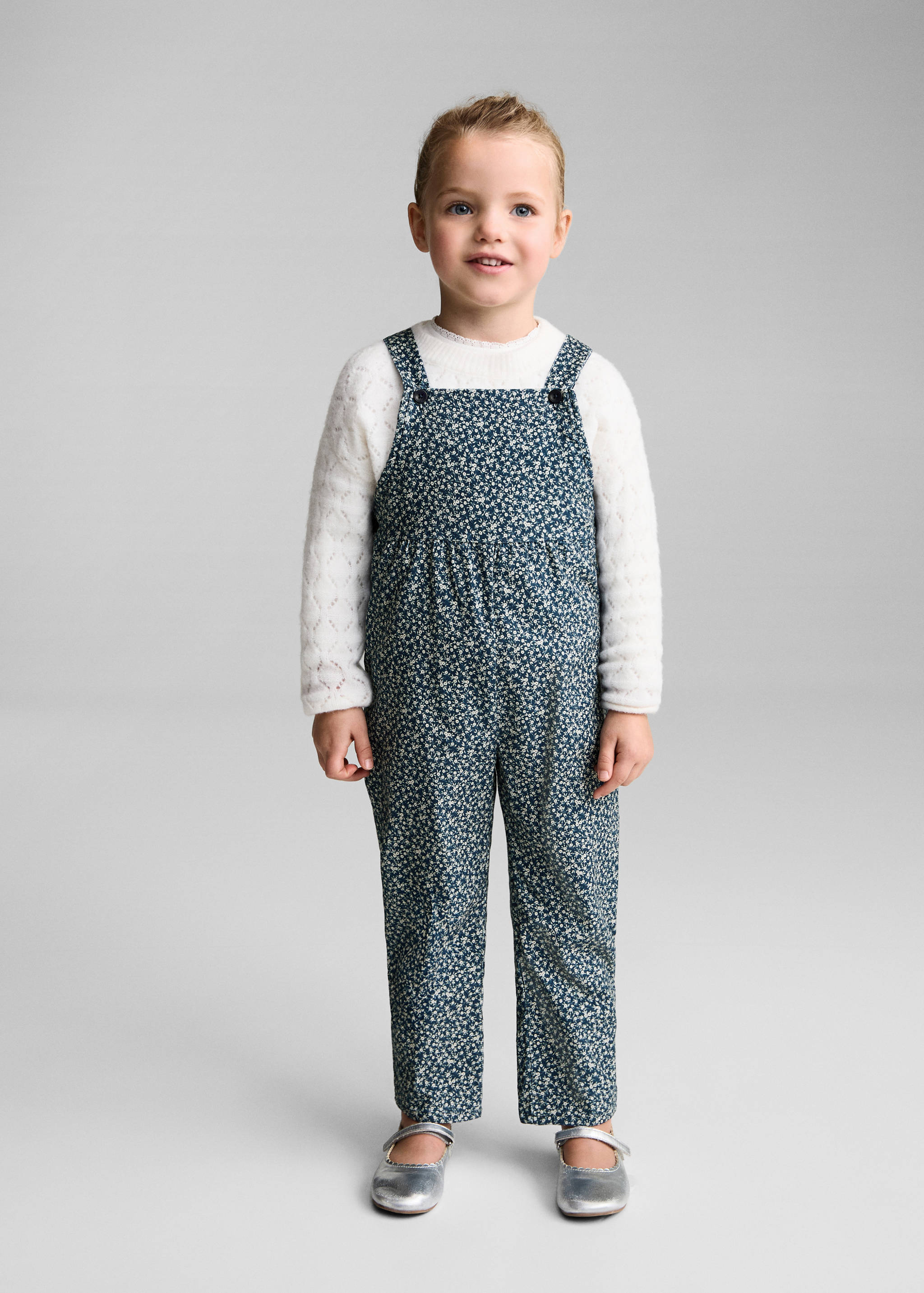 سروال داخلي من قماش مخملي بطبعات زهور - رؤية عامة