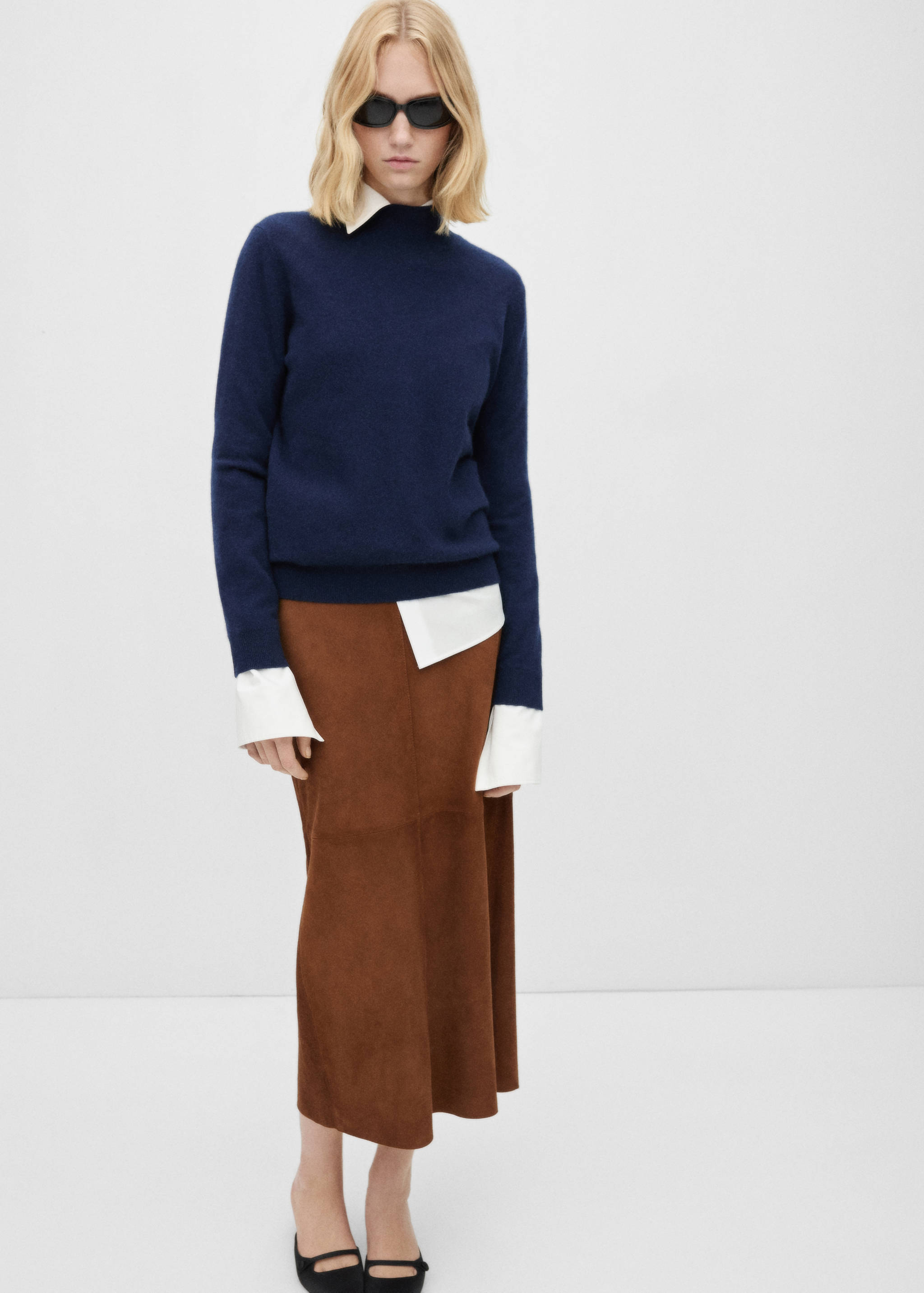 100% cashmere sweater with perkins neck - General plane