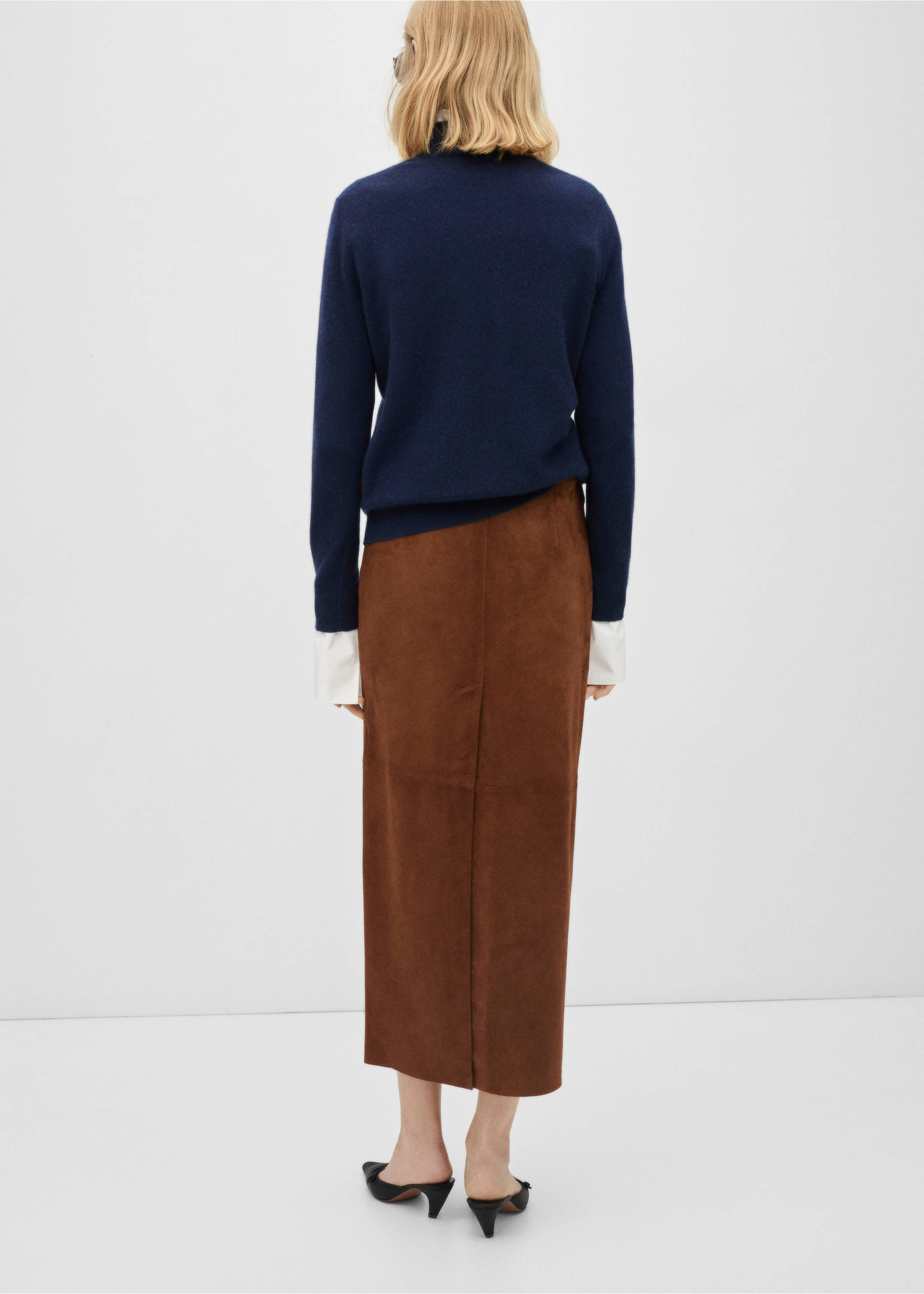 Pull-over 100 % cachemire col montant - Verso de l’article, Bleu marine foncé. Ref: 77078263-00.