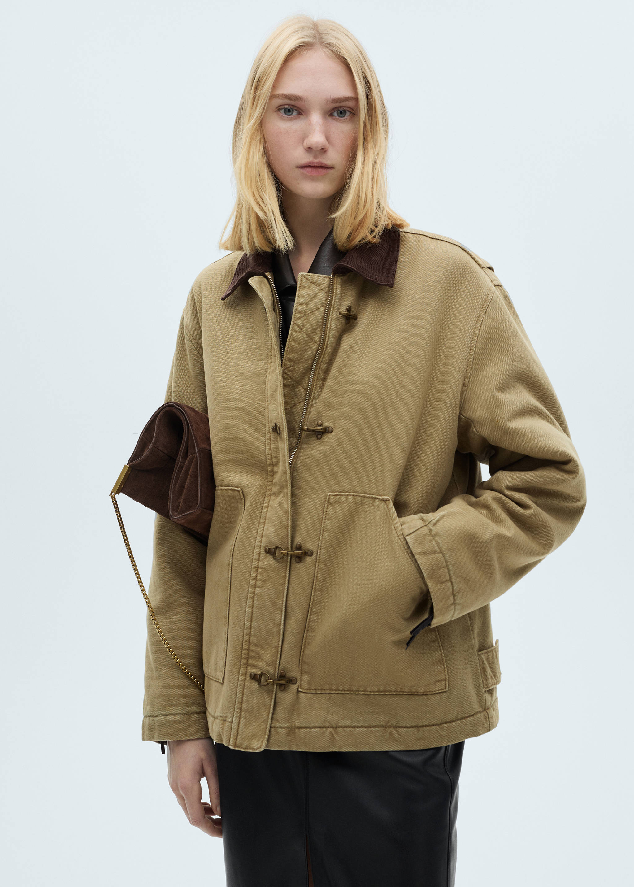 Parka with contrasting collar and pockets - Medium plane