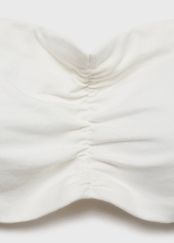 Ruched bandeau top — White