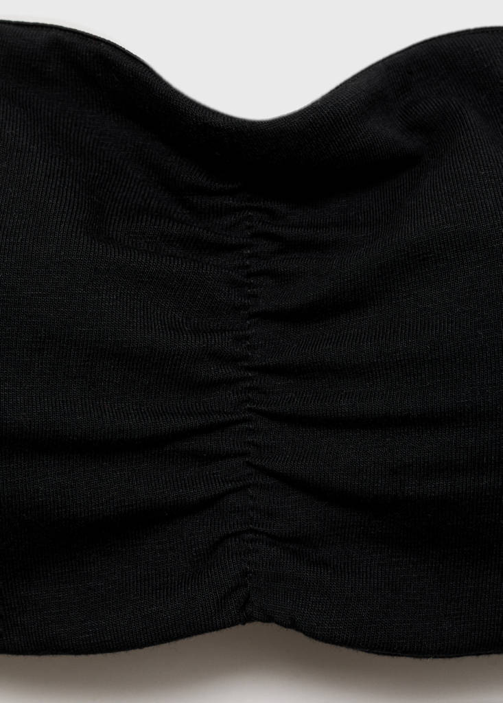 Ruched bandeau top — Black