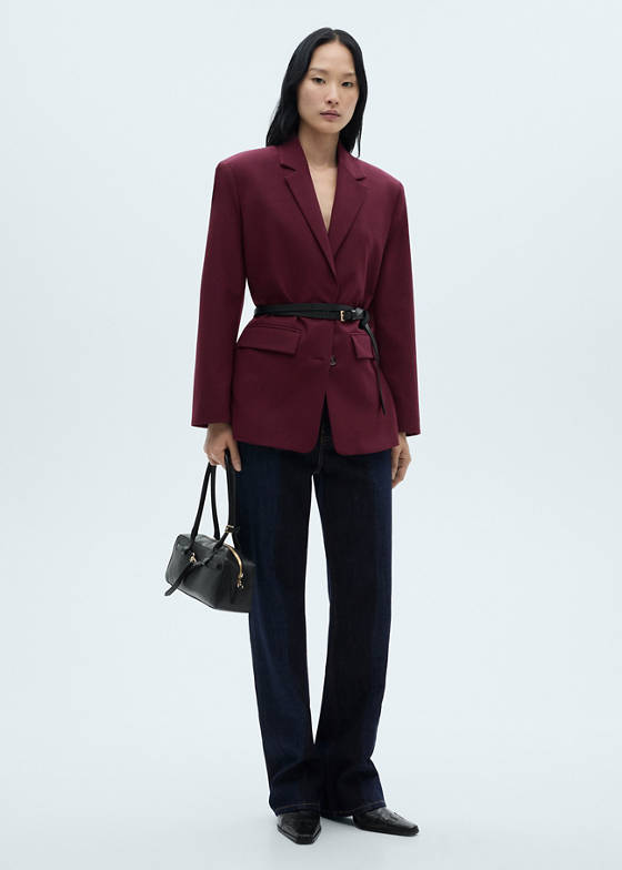 Belirgin omuzlu yün blazer ceket