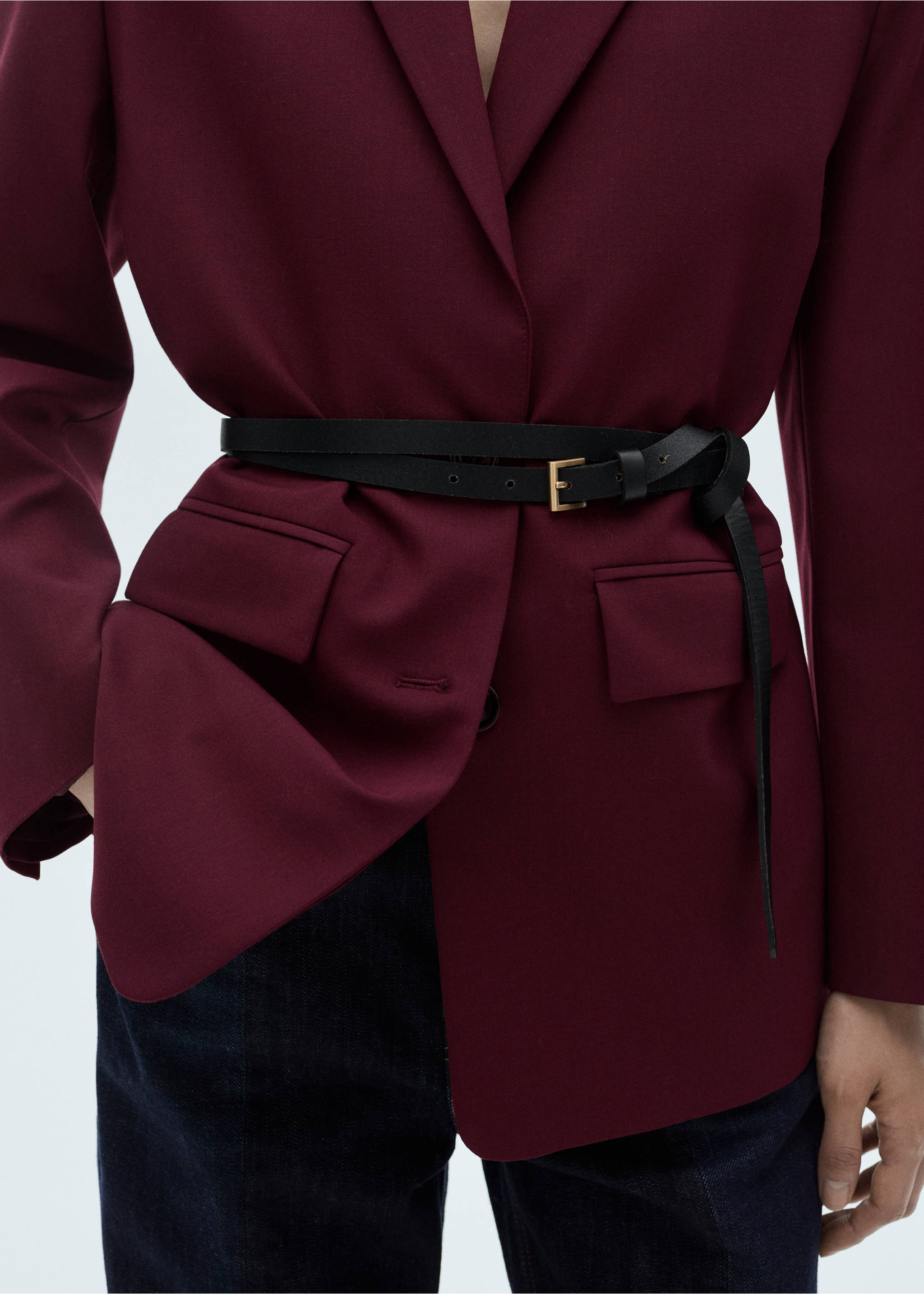 Blazer lana hombros pronunciados - Detalle del artículo 3, Granate. Ref: 77078637-00.