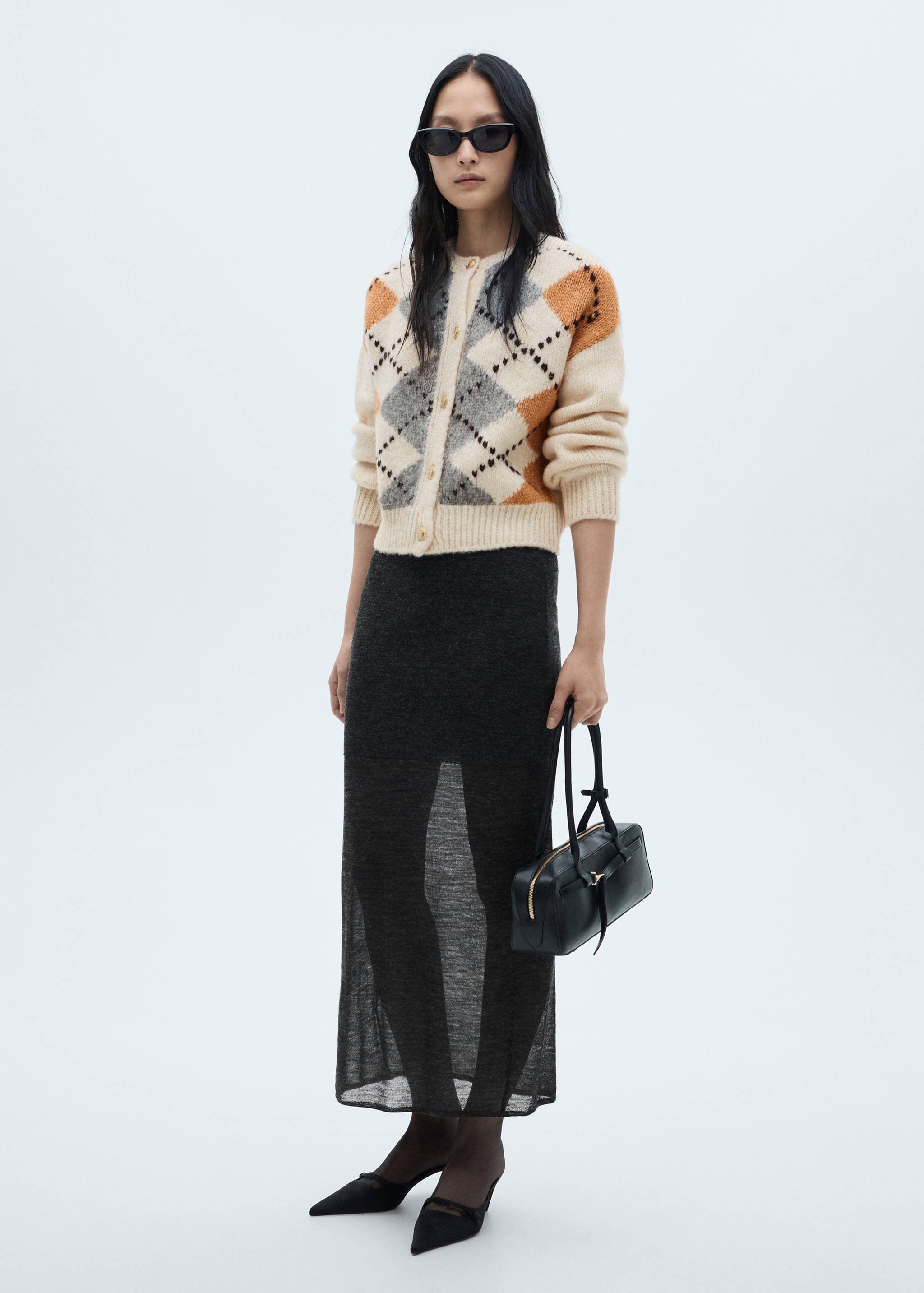 Rhombus cardigan with buttons - General plane