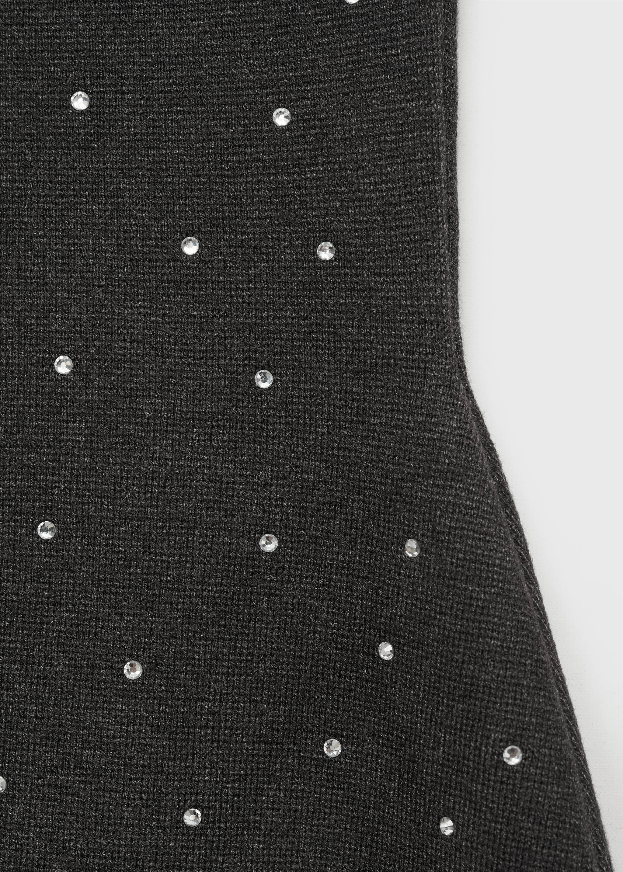 Vestido punto detalle strass - Detalle del artículo 8, Gris. Ref: 77079059-00.