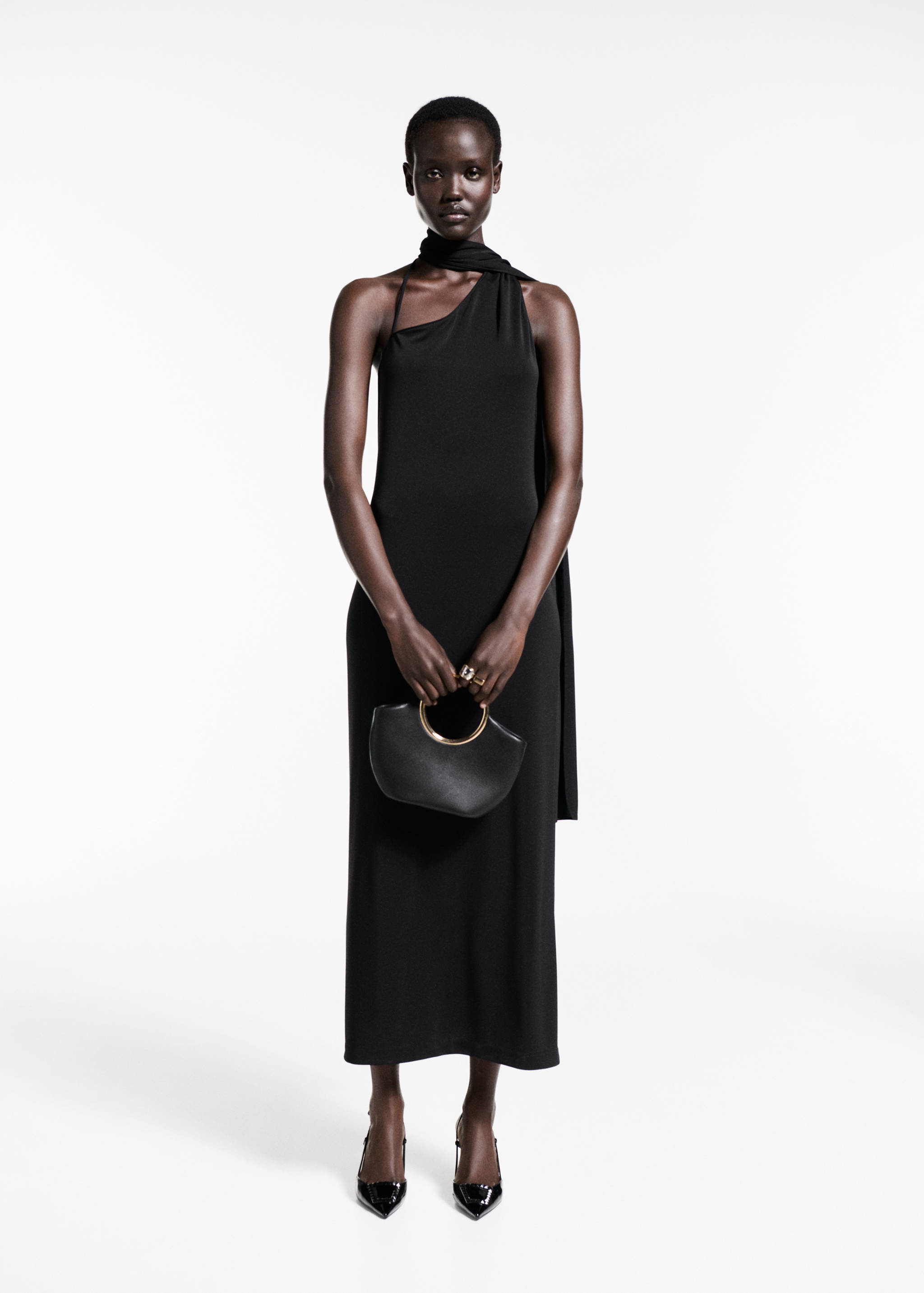 Robe asymétrique col nœud - Plan général