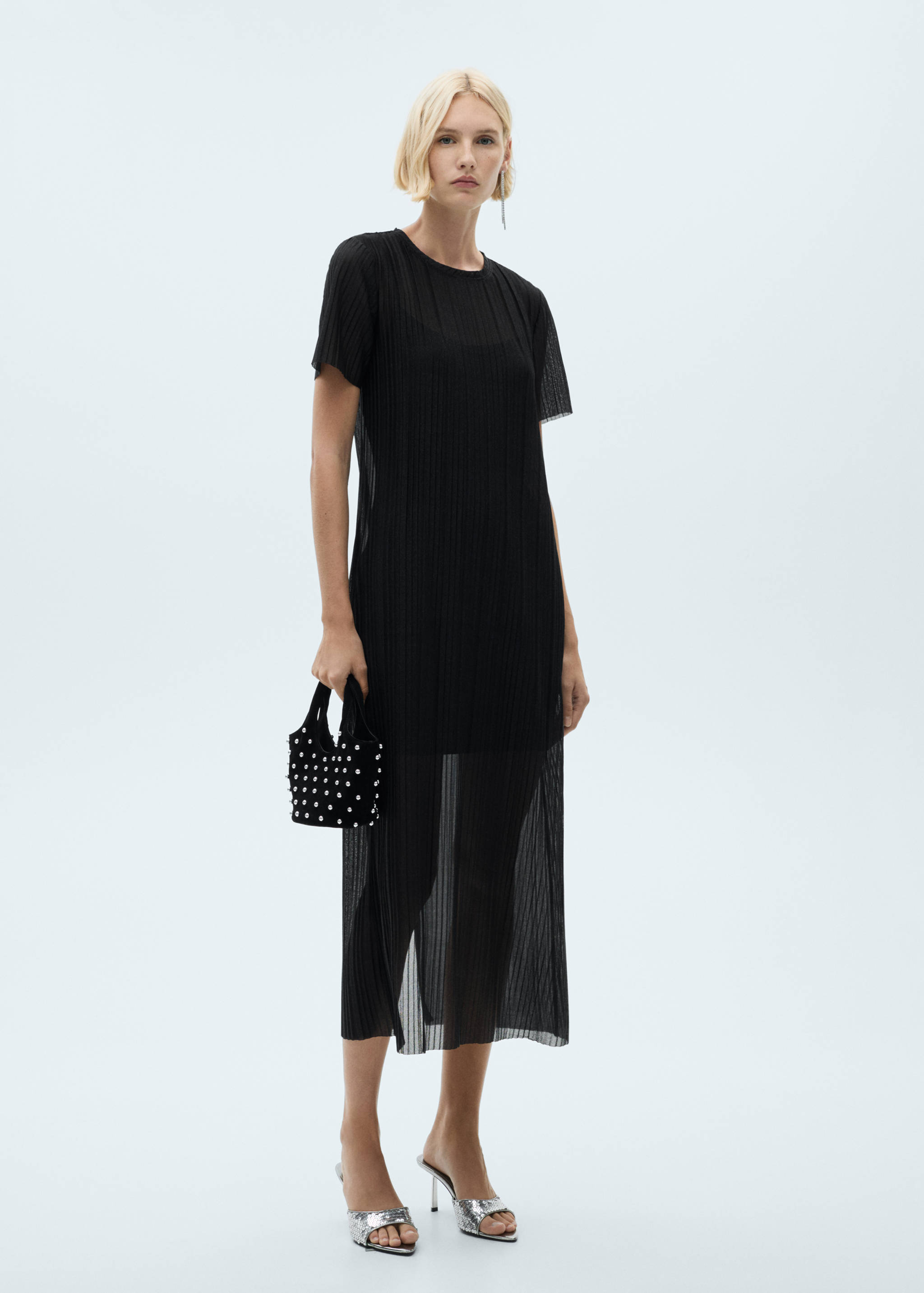 Lurex pleated dress - General plane