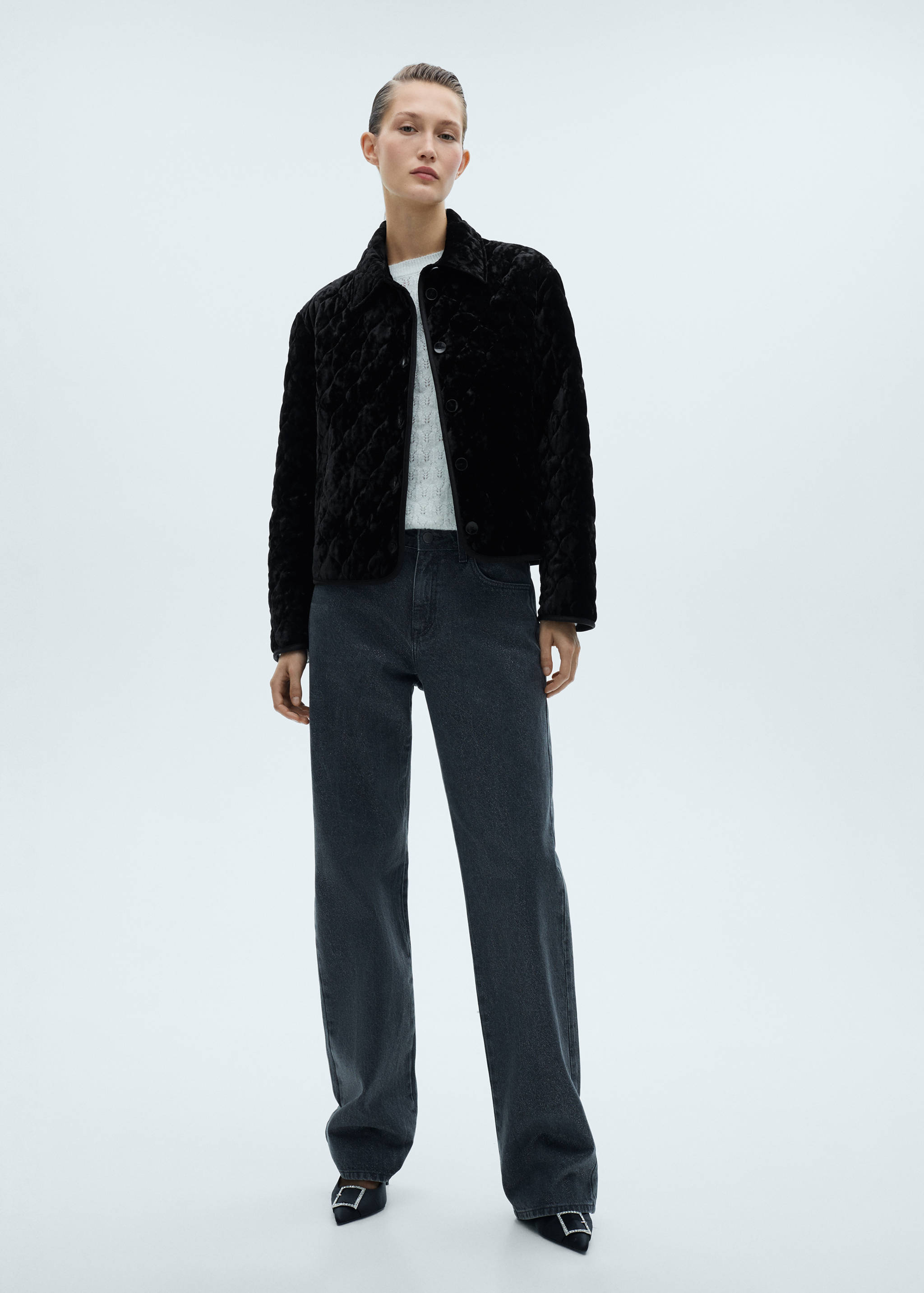 Reversible quilted velvet jacket - General plane