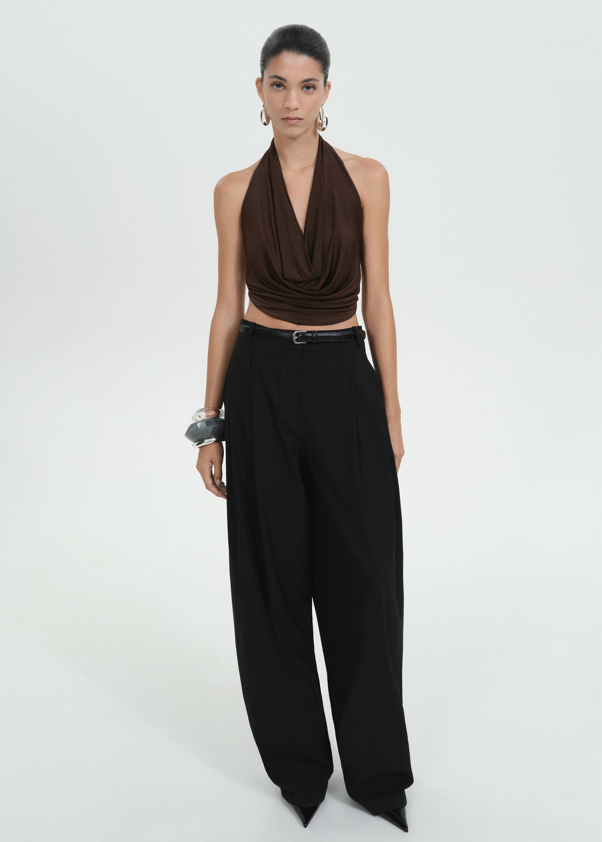 Draped neckline top with open back - General plane