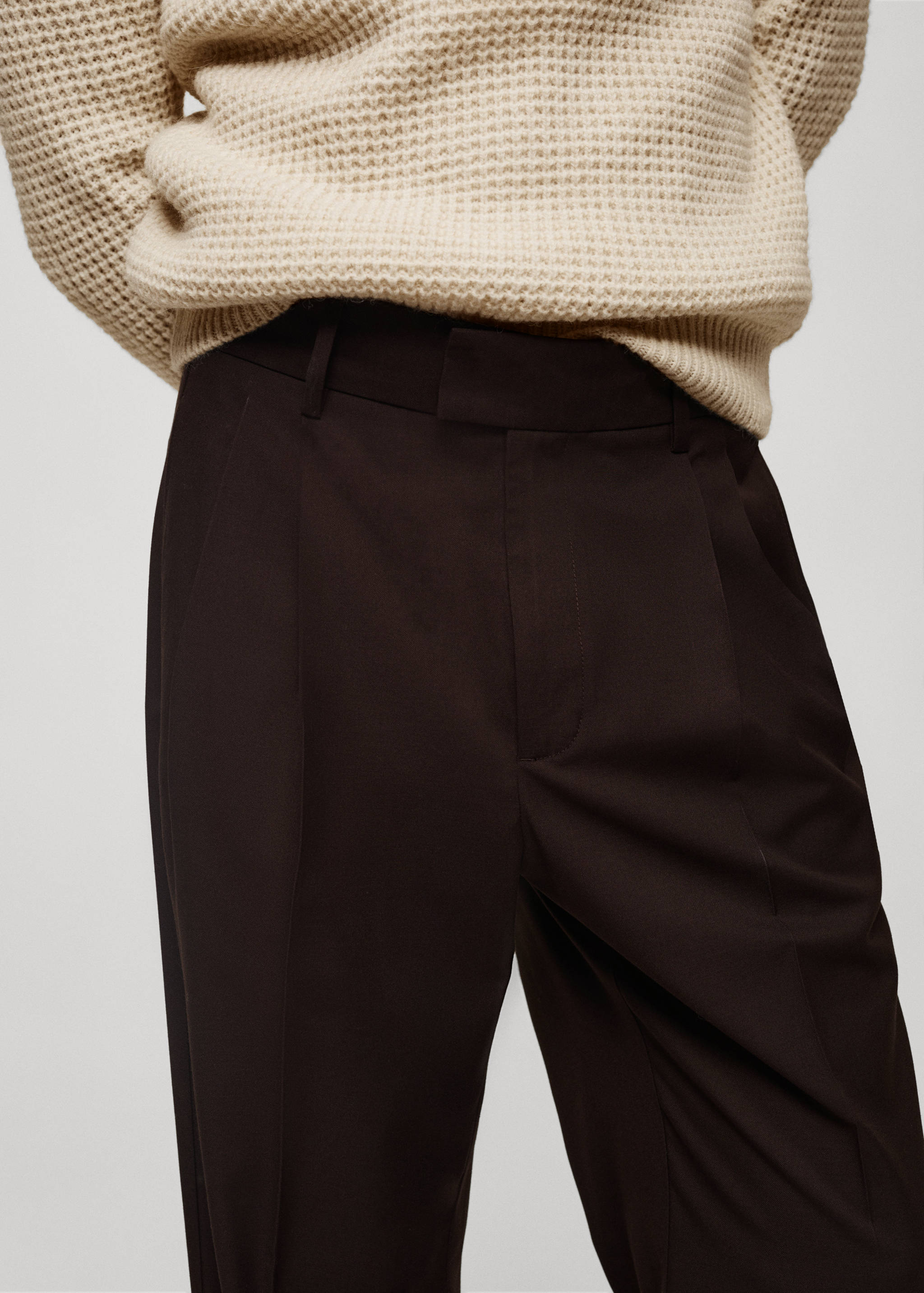 Regular-fit pleated trousers - Details of the article 1